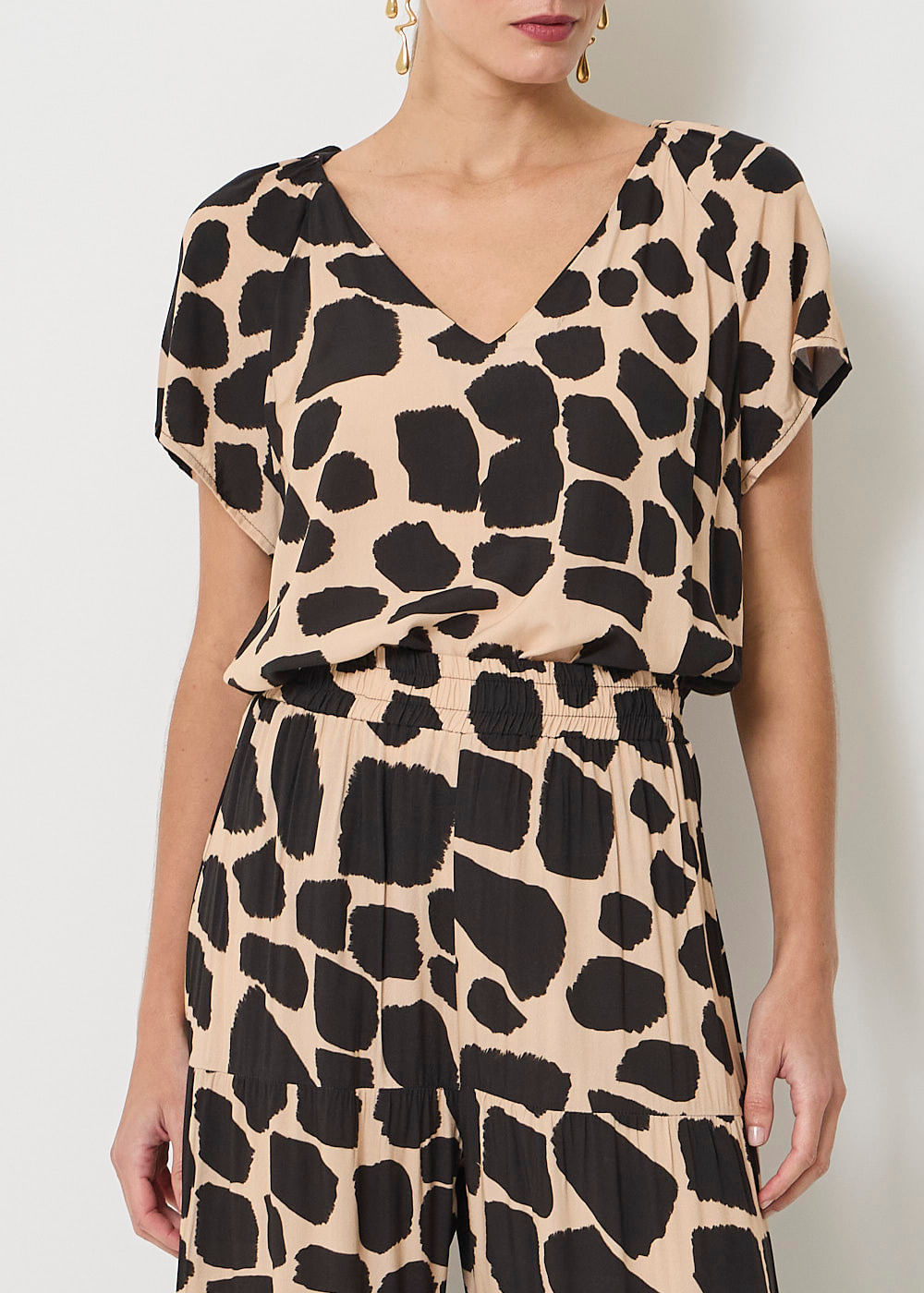 52.23.3501EST CALÇA PANTALONA RECORTES ESTAMPA SAFARI GIRAFFE