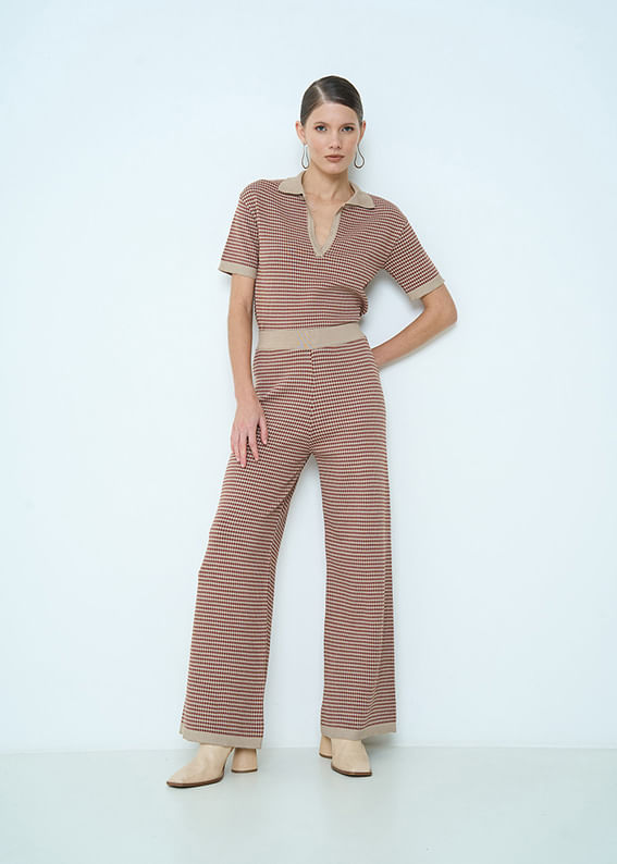 42.20.3501TRL CALÇA RETA TRICOT PONTO COLMEIA