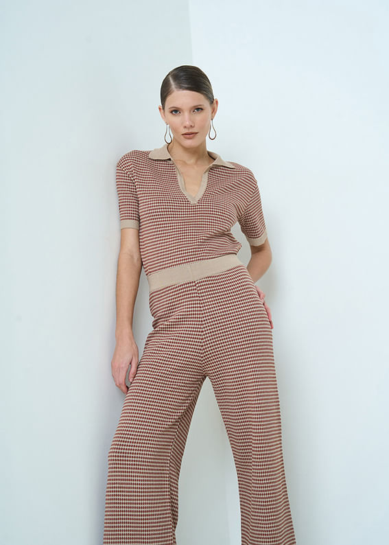 42.20.3501TRL CALÇA RETA TRICOT PONTO COLMEIA