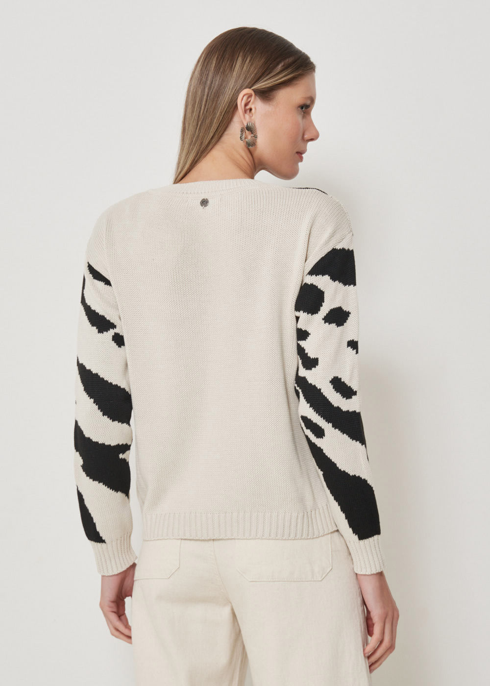 46.40.3501ARE BLUSA M/L JACQUARD TRICOT ZEBRADO