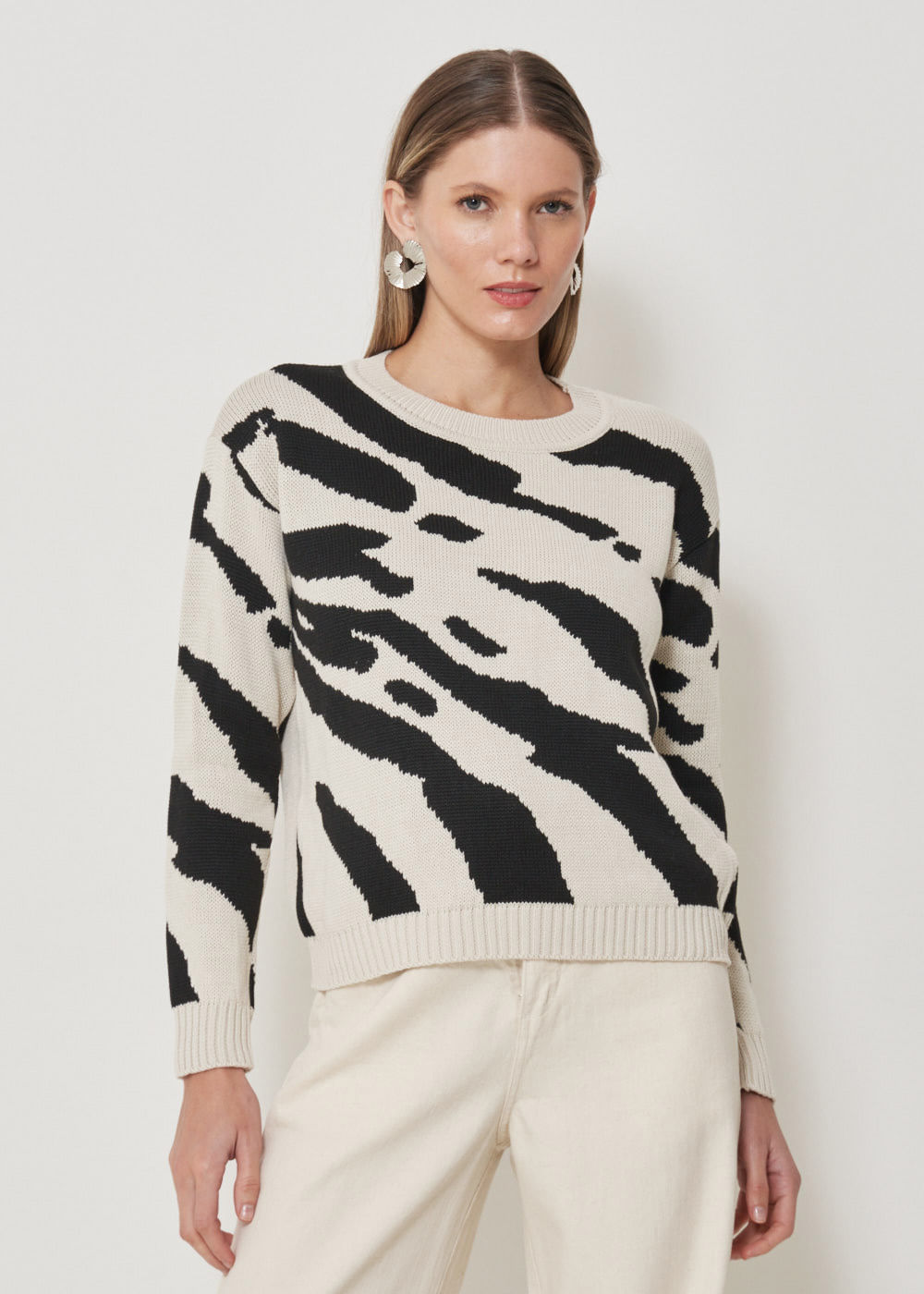 46.40.3501ARE BLUSA M/L JACQUARD TRICOT ZEBRADO