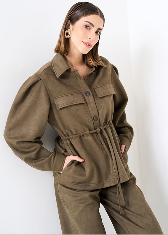 31.40.3503MIL PARKA DE SUEDE COM BOLSOS