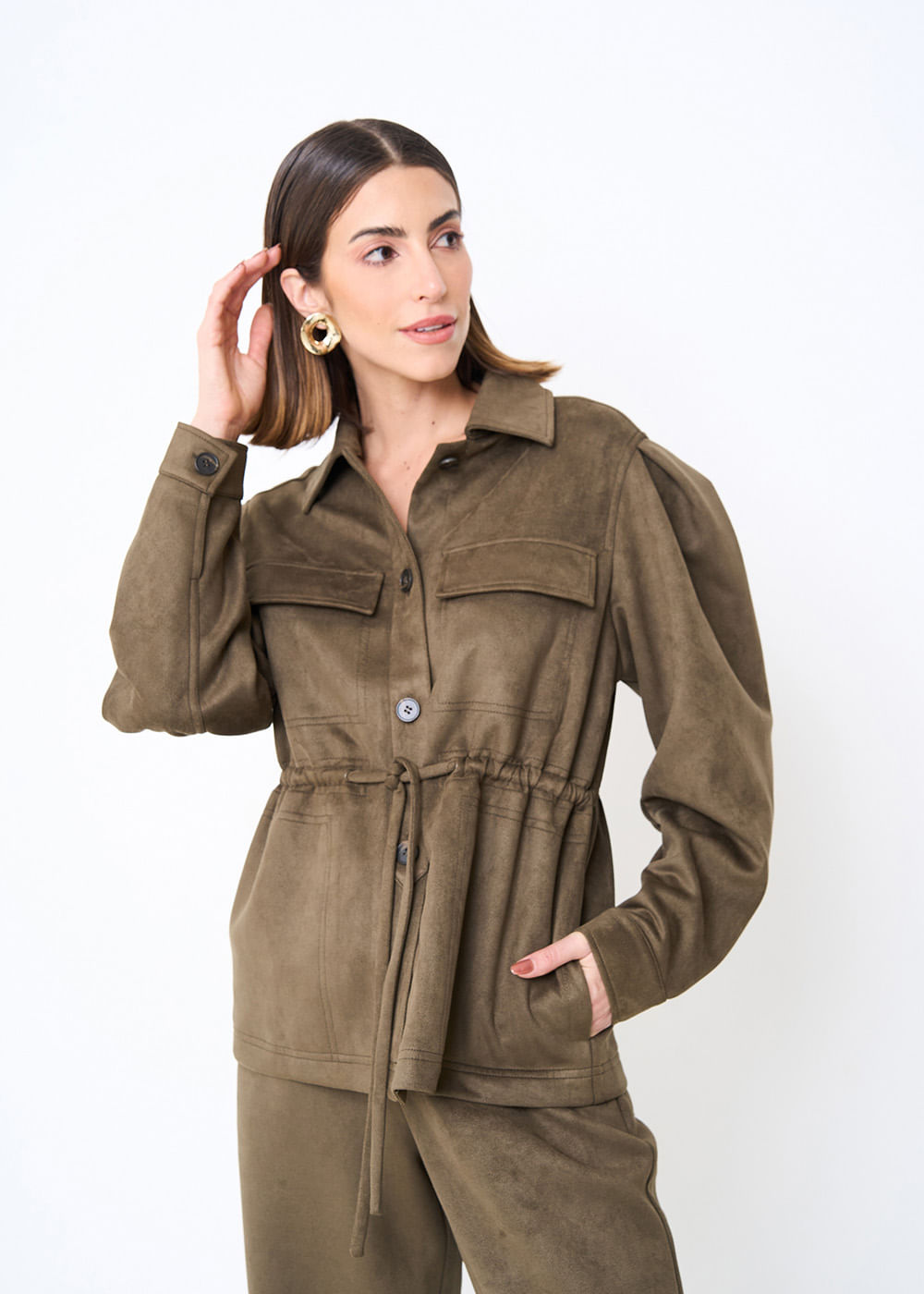31.40.3503MIL PARKA DE SUEDE COM BOLSOS