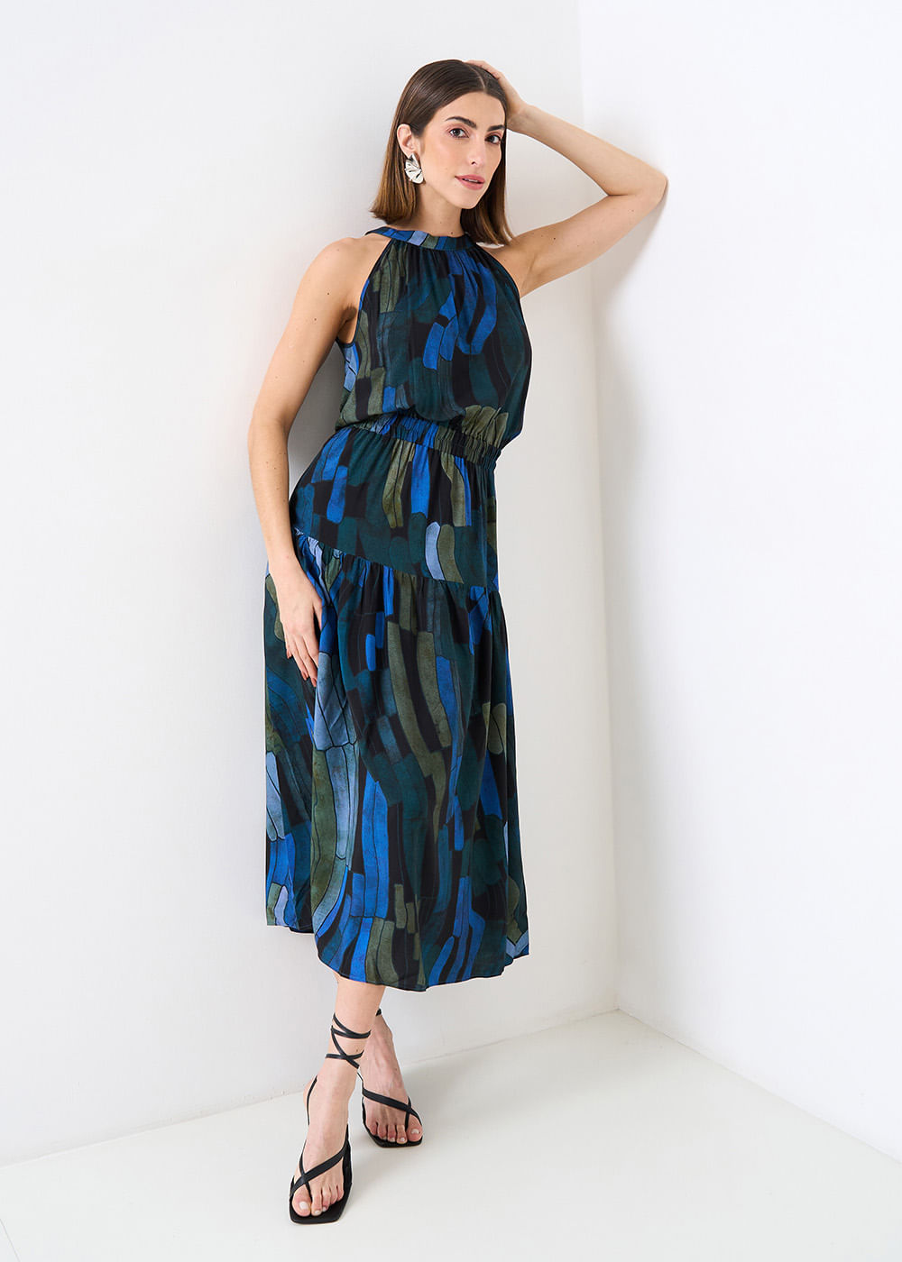 53.50.3509EST VESTIDO LONGUETE HALTER ESTAMPA COLOR WINGS