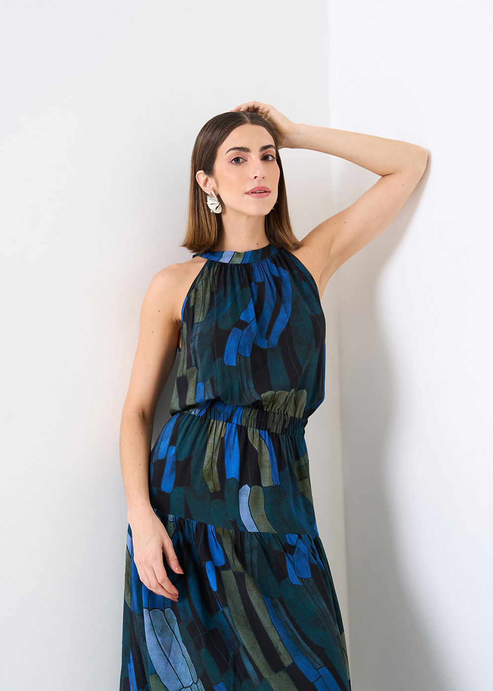 53.50.3509EST VESTIDO LONGUETE HALTER ESTAMPA COLOR WINGS
