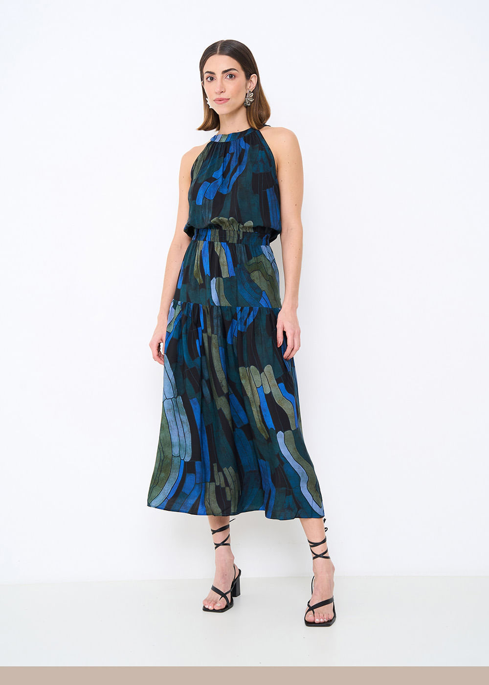 53.50.3509EST VESTIDO LONGUETE HALTER ESTAMPA COLOR WINGS