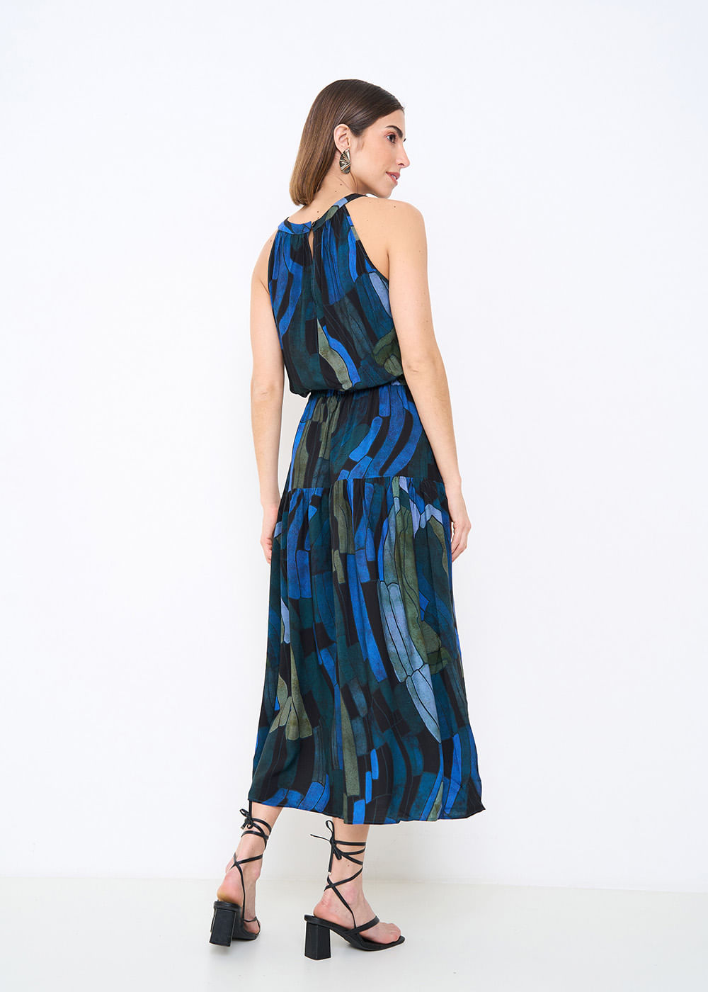 53.50.3509EST VESTIDO LONGUETE HALTER ESTAMPA COLOR WINGS