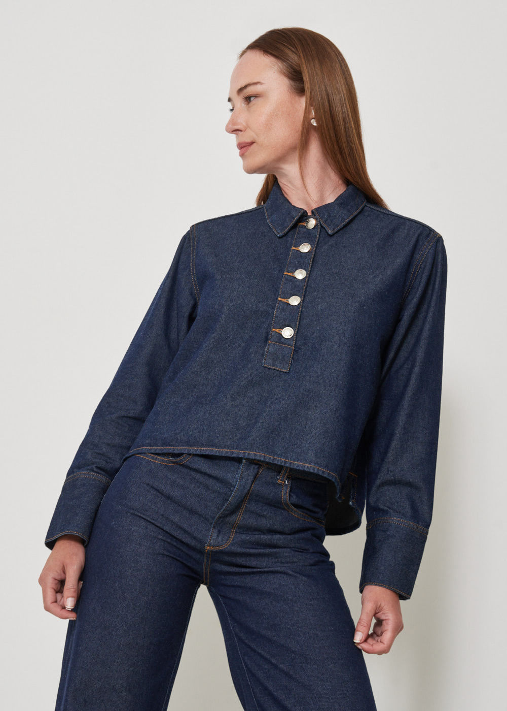 16.40.3501AMA BLUSA JEANS M/L BOTÕES
