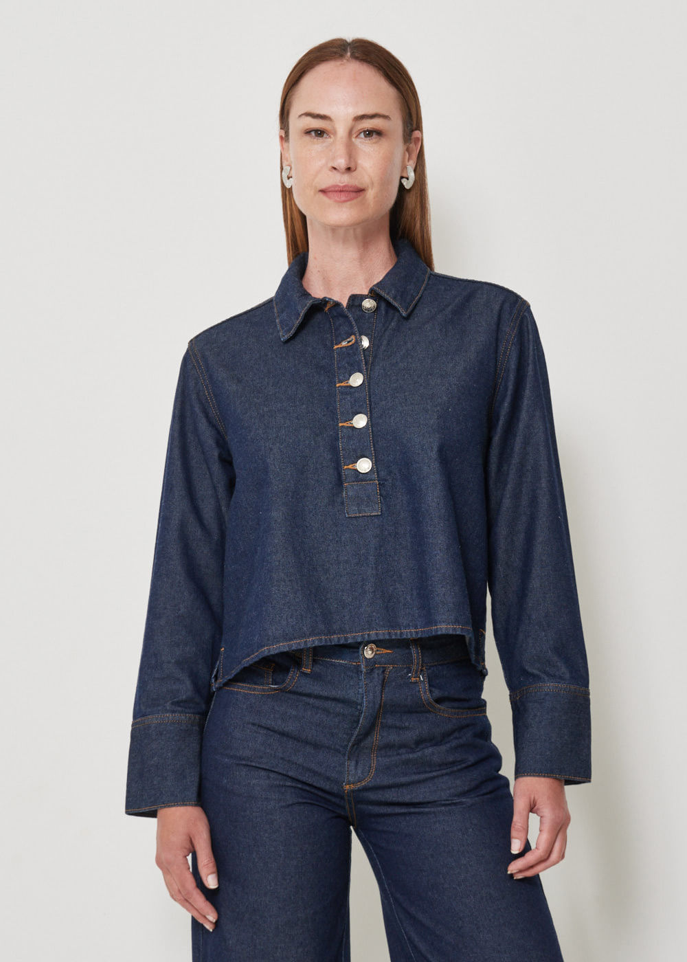 16.40.3501AMA BLUSA JEANS M/L BOTÕES