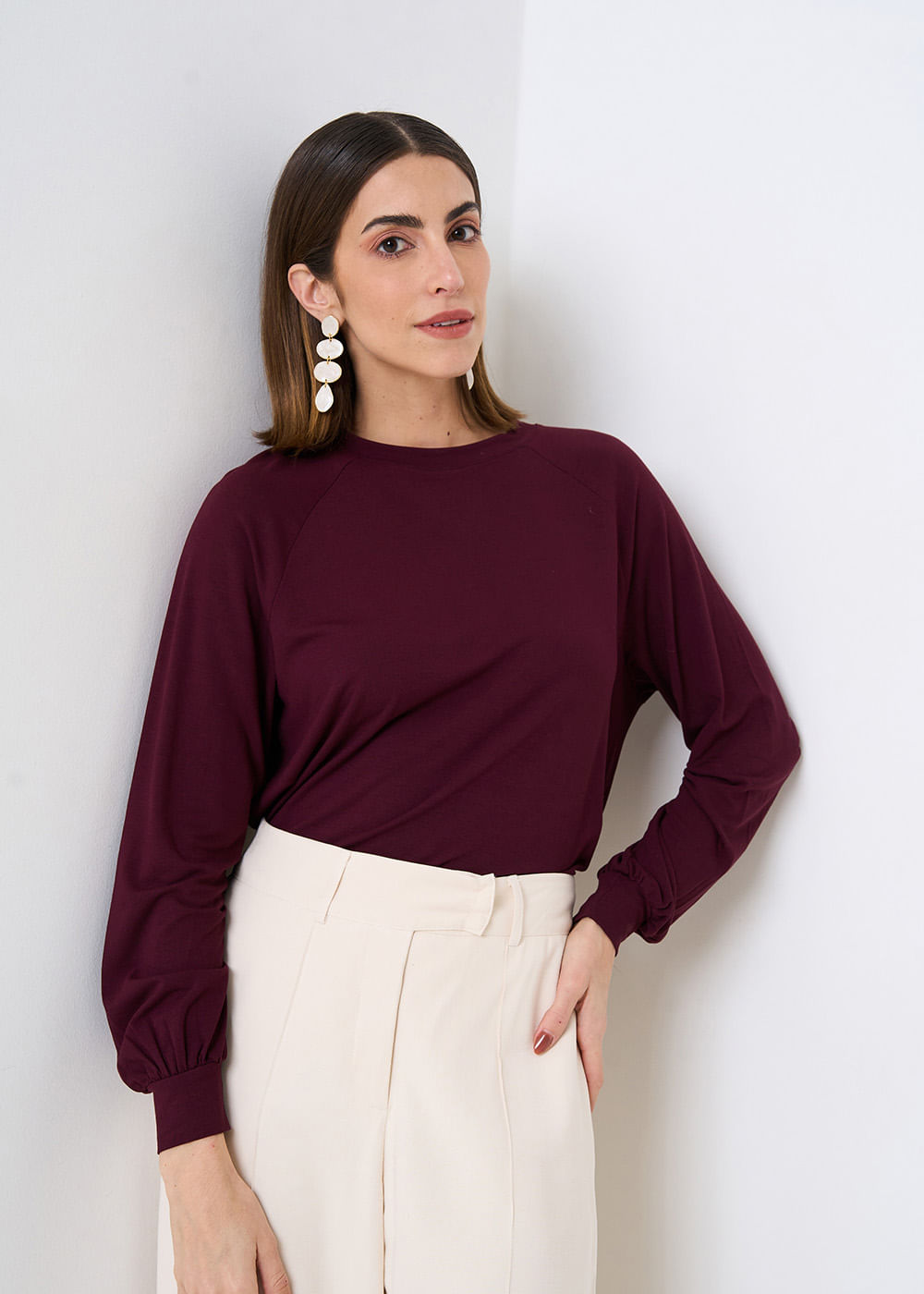 66.40.3509VIN BLUSA MALHA MANGA BUFANTE