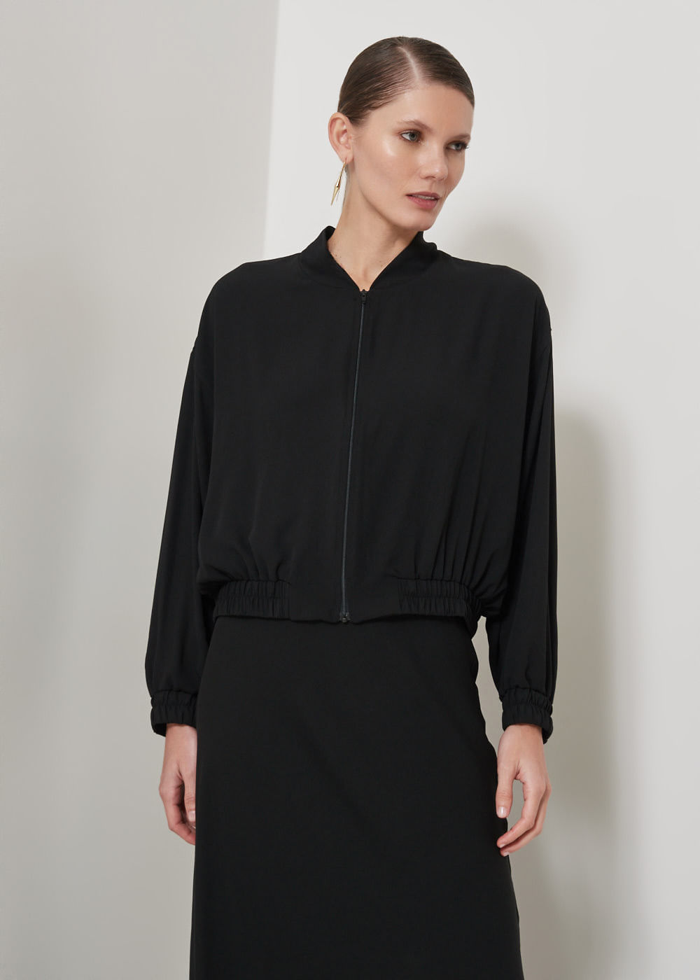 51.30.3508PTO JAQUETA CHIFFON DETALHE ELÁSTICO