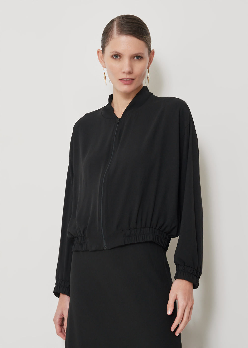 51.30.3508PTO JAQUETA CHIFFON DETALHE ELÁSTICO