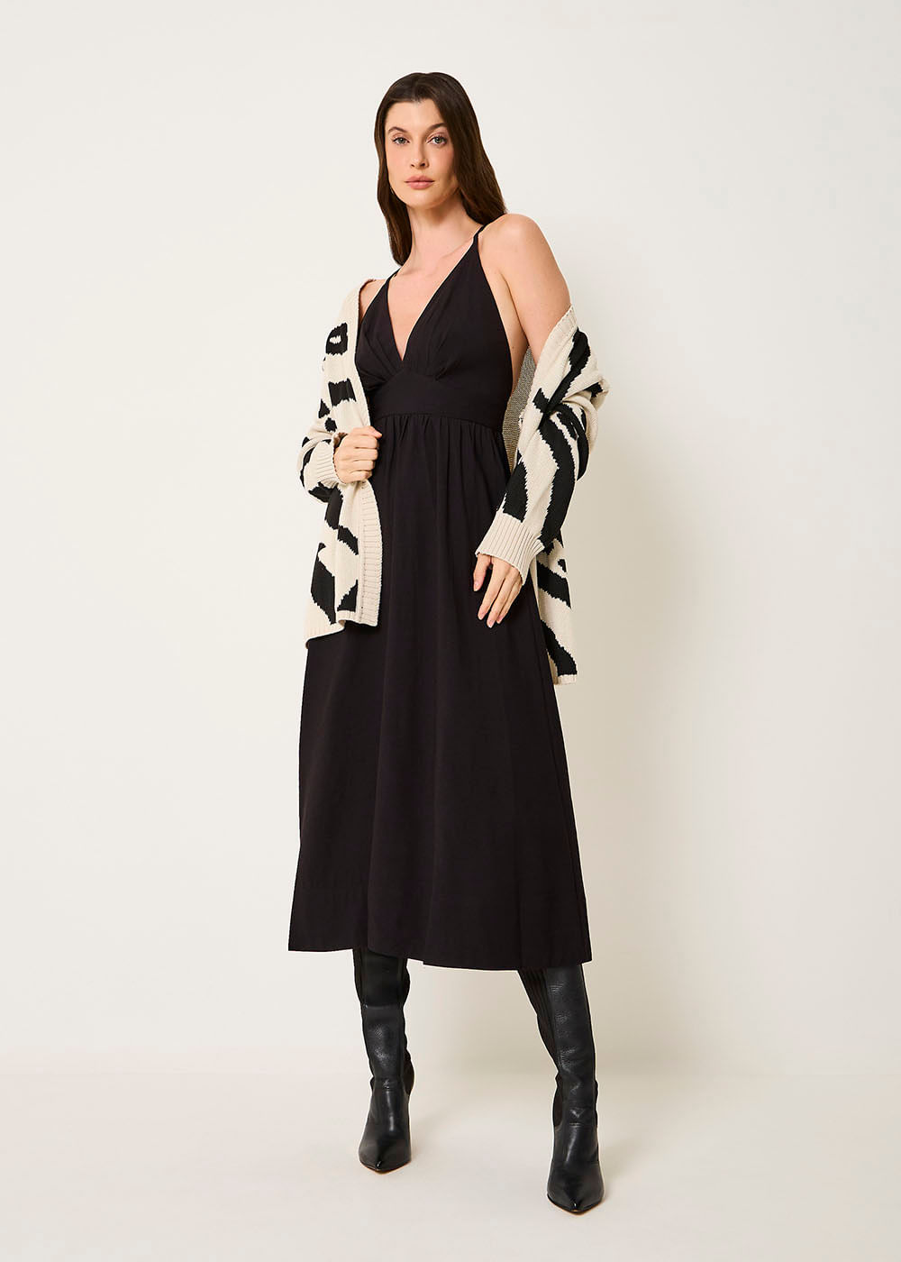 23.10.3503PTO VESTIDO MIDI  DETALHE PREGAS- HIGHLINE