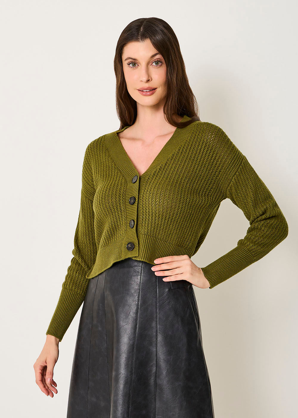 45.40.3503OLI CARDIGÃ DE TRICOT COM PONTO VAZADO