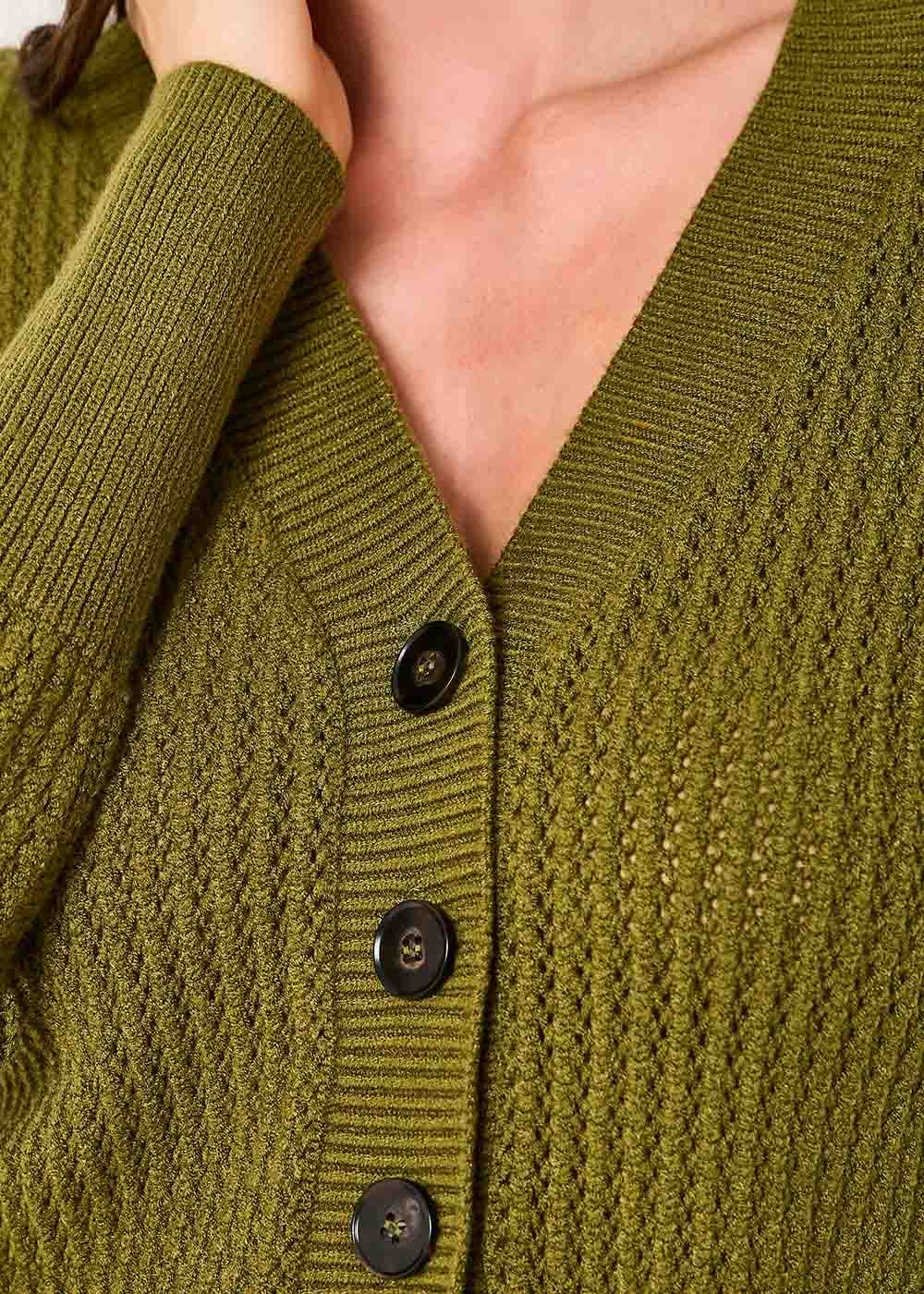 45.40.3503OLI CARDIGÃ DE TRICOT COM PONTO VAZADO