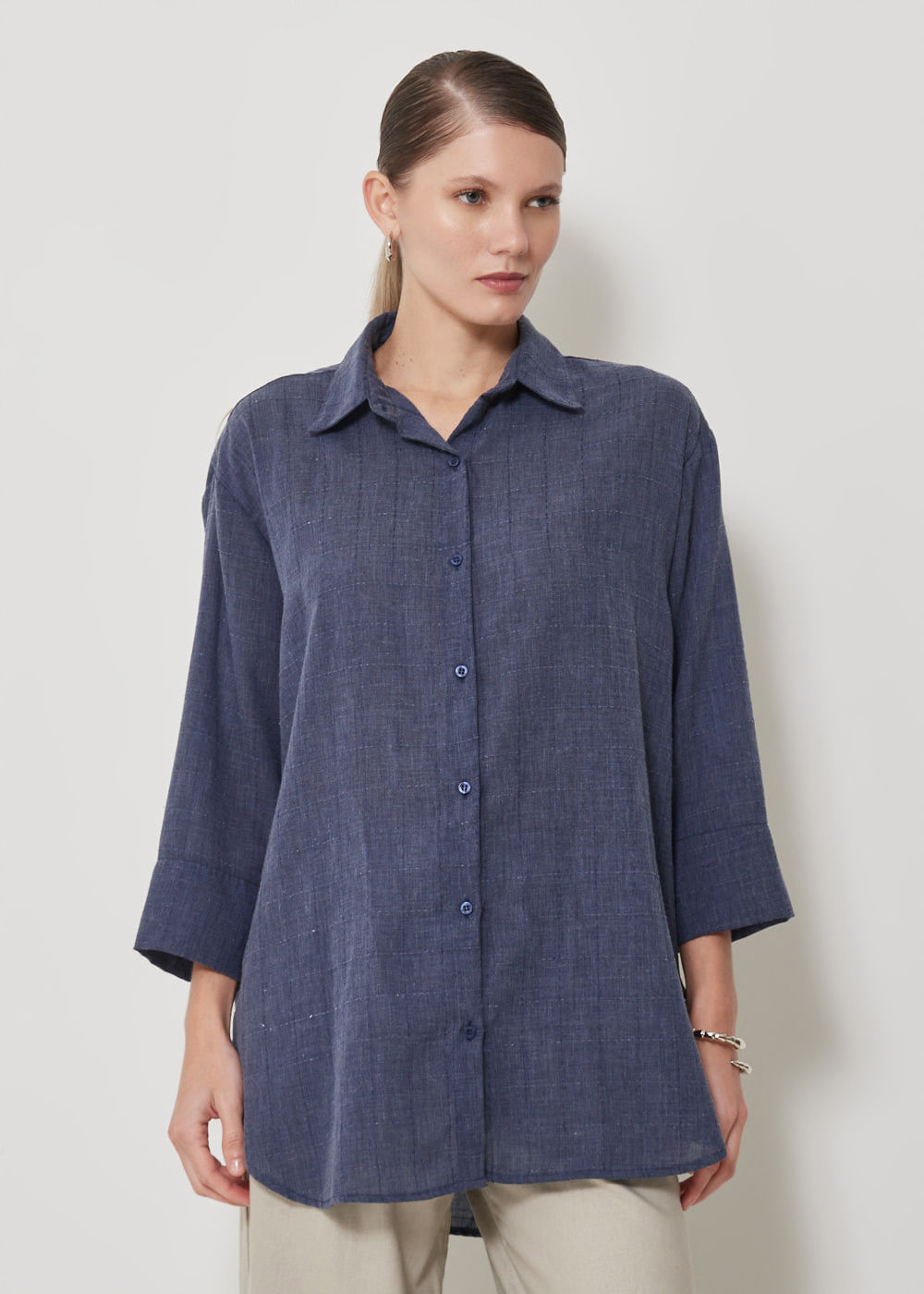 55.40.3509NVY CAMISA OVER SIZE MANGA 3/4