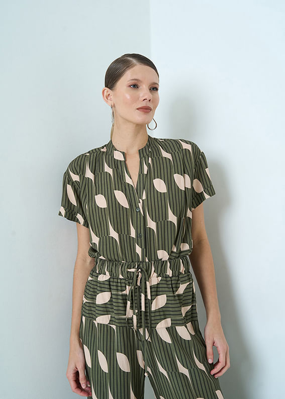 57.20.3505OLI CAMISA M/C DECOTE V ESTAMPA ELEMENT COLORS