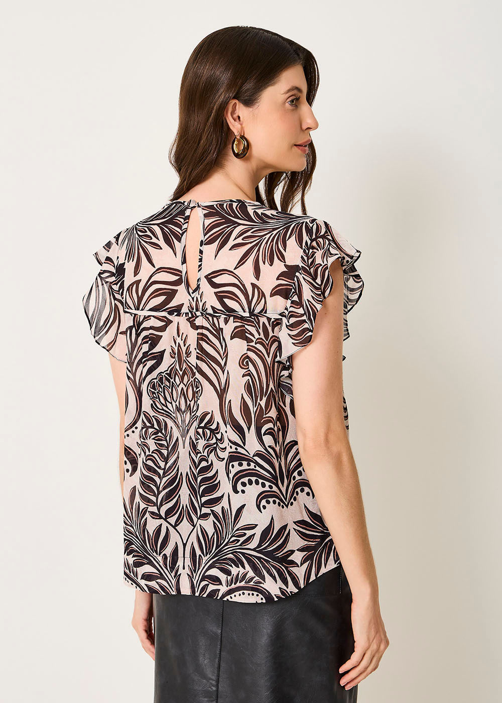 57.20.3509HAI BLUSA M/C DETALHADA ESTAMPA LIGHT LEAVES