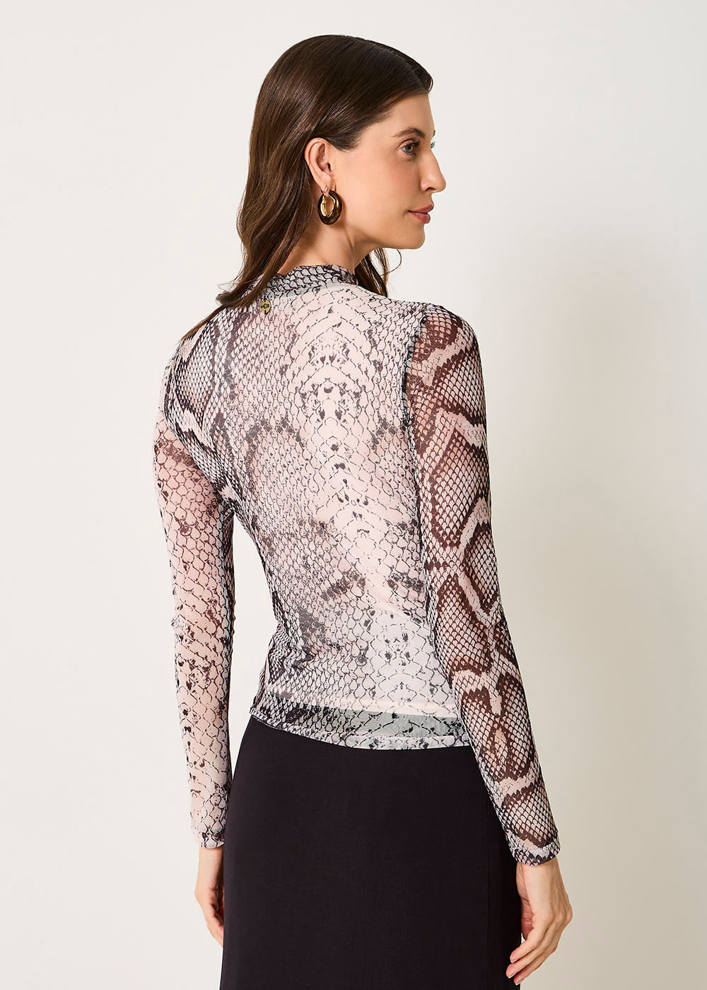 66.20.3503EST BLUSA TULE M/L ESTAMPA SNAKE SKIN