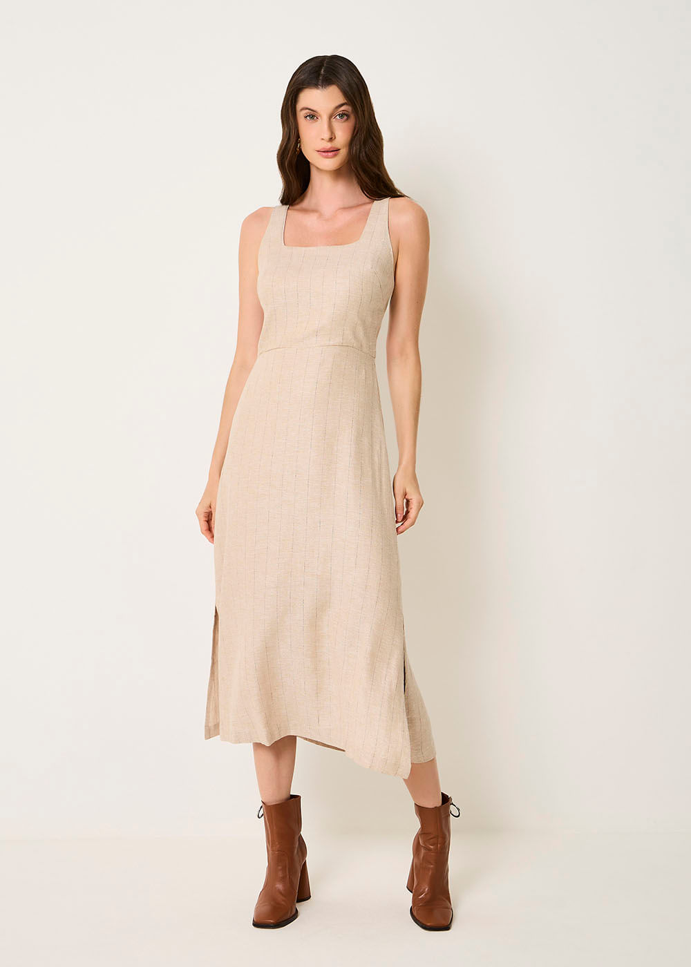 53.11.3505ARE VESTIDO MIDI  FENDAS LATERAIS