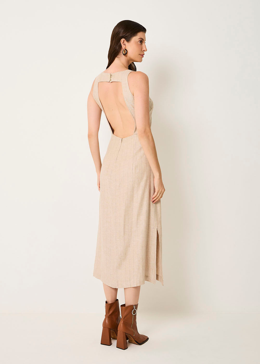 53.11.3505ARE VESTIDO MIDI  FENDAS LATERAIS