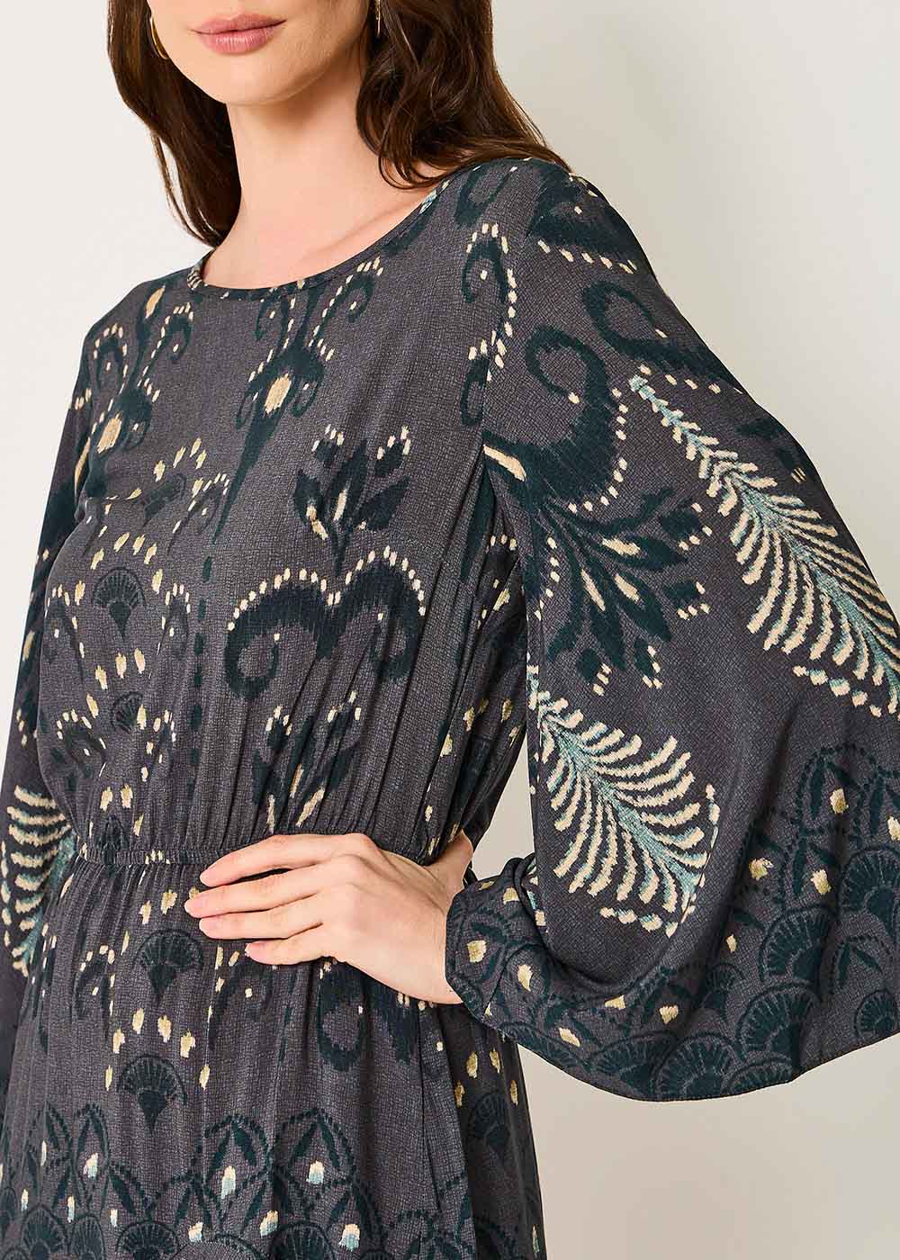 53.22.3503EST VESTIDO MIDI MANGA SINO ESTAMPA SECRET NIGHT