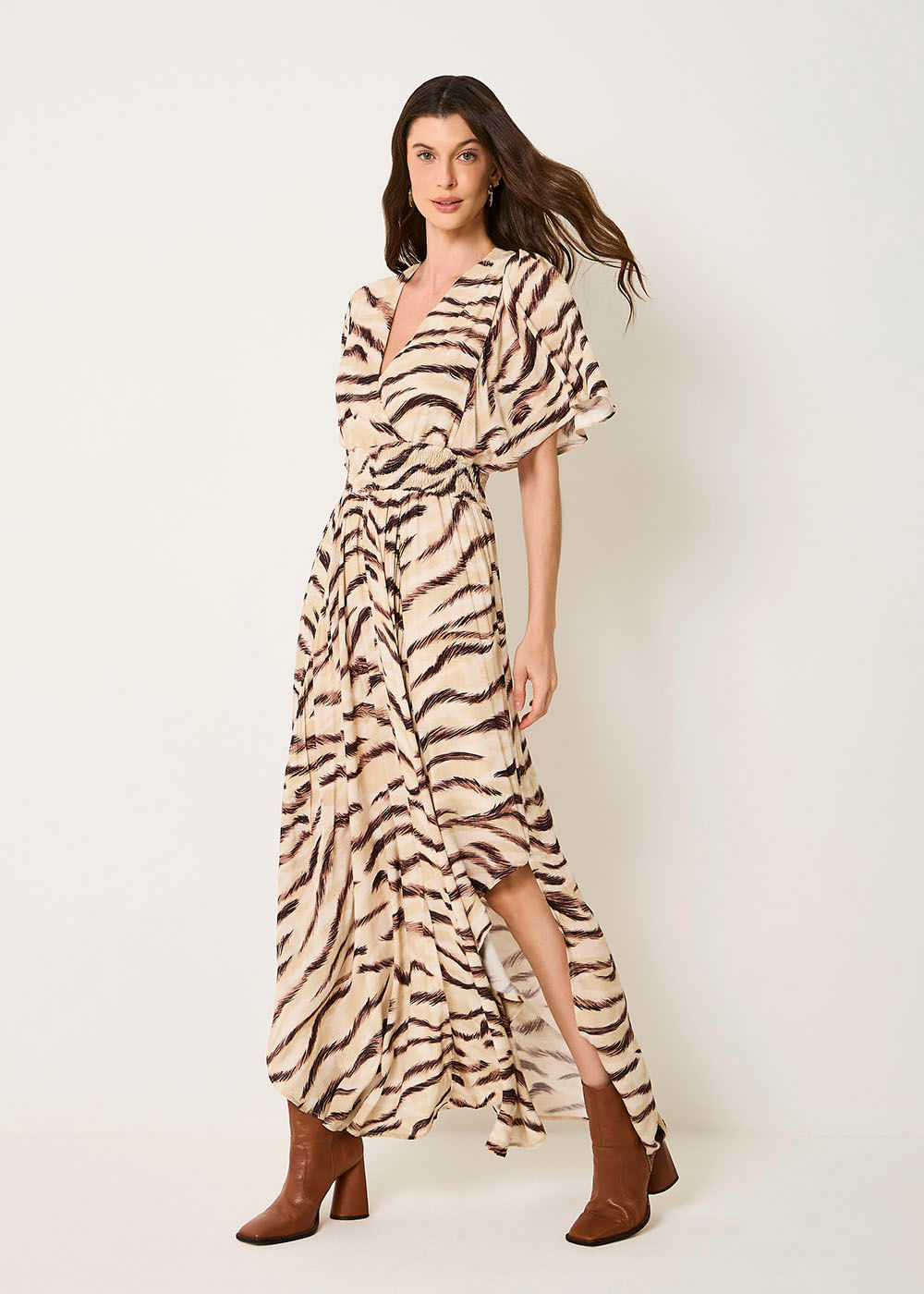 53.50.3520EST VESTIDO LONGO RECORTES ESTAMPA WAVES DESERT