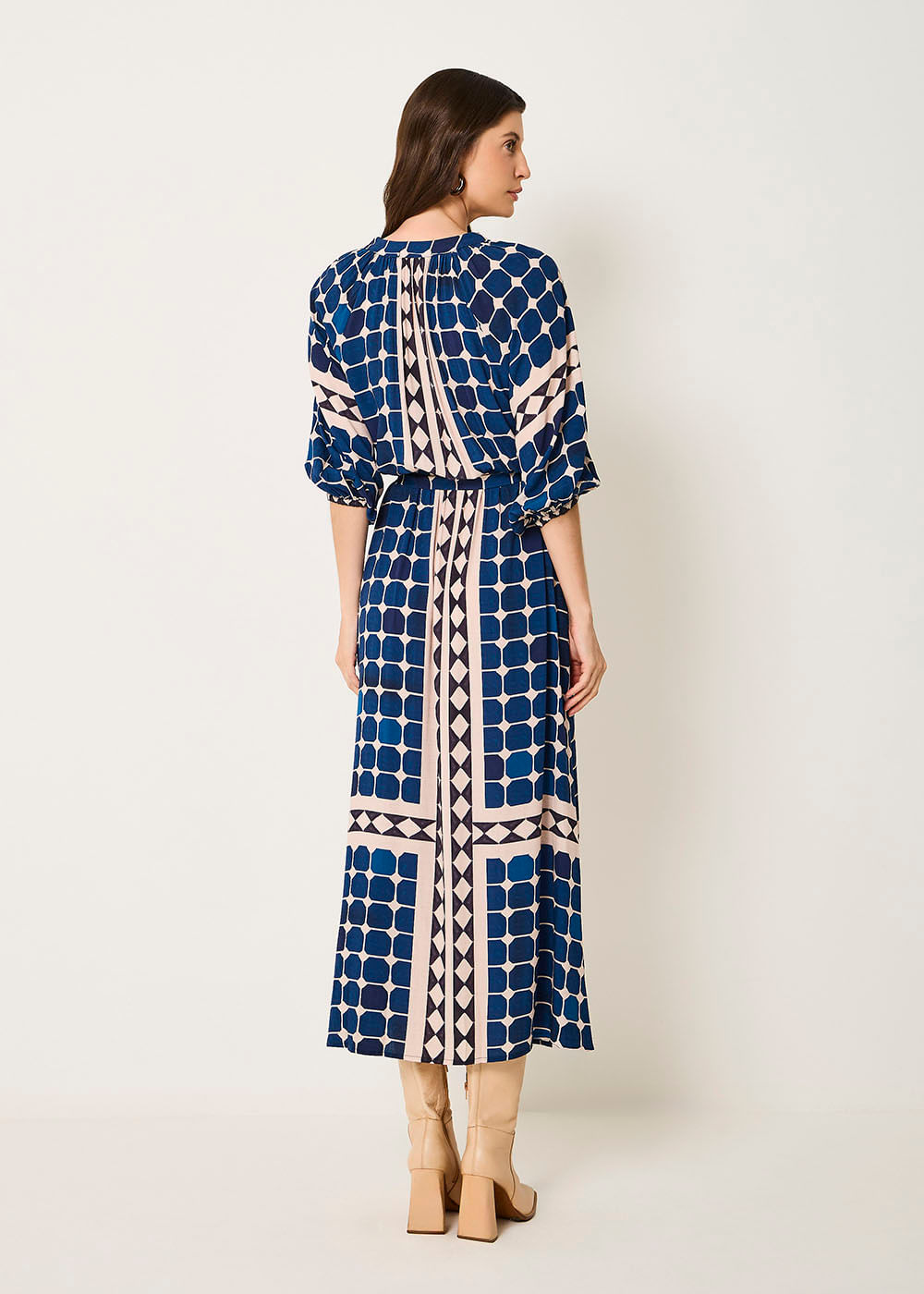 53.50.3521EST VESTIDO LONGO DETALHADO ESTAMPA BLUISH OCEAN