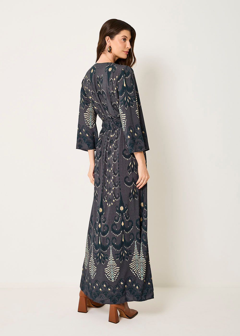53.50.3523EST VESTIDO LONGO DECOTE V ESTAMPA SECRET NIGHT