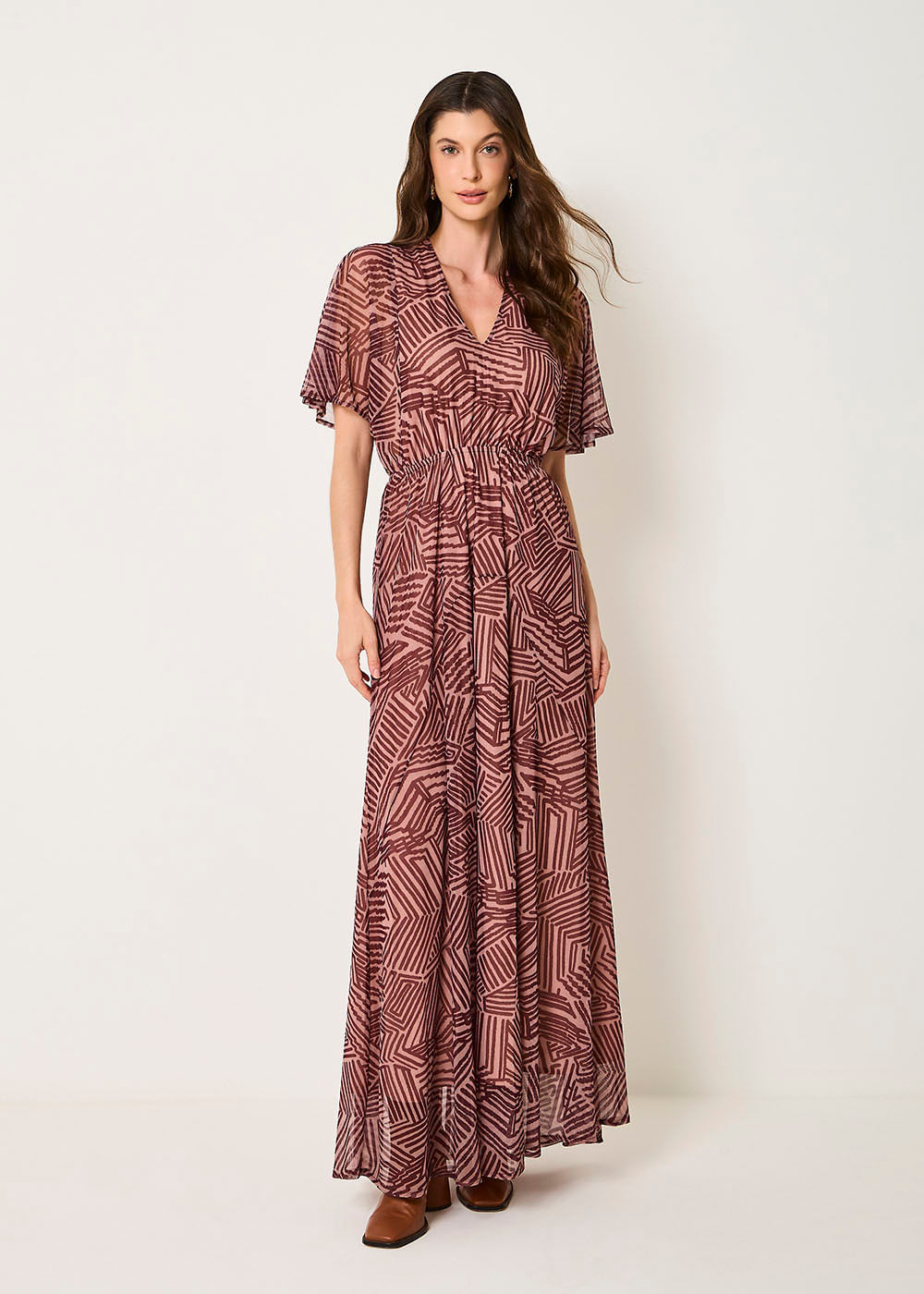 63.50.3502EST VESTIDO LONGO TULE ESTAMPA GRAFISMOS