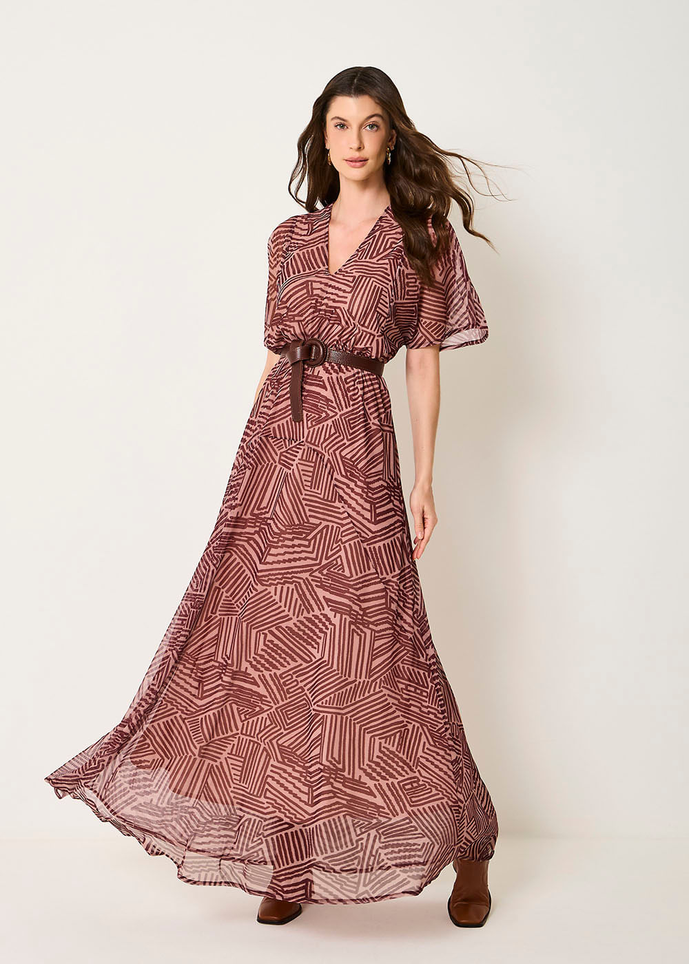 63.50.3502EST VESTIDO LONGO TULE ESTAMPA GRAFISMOS