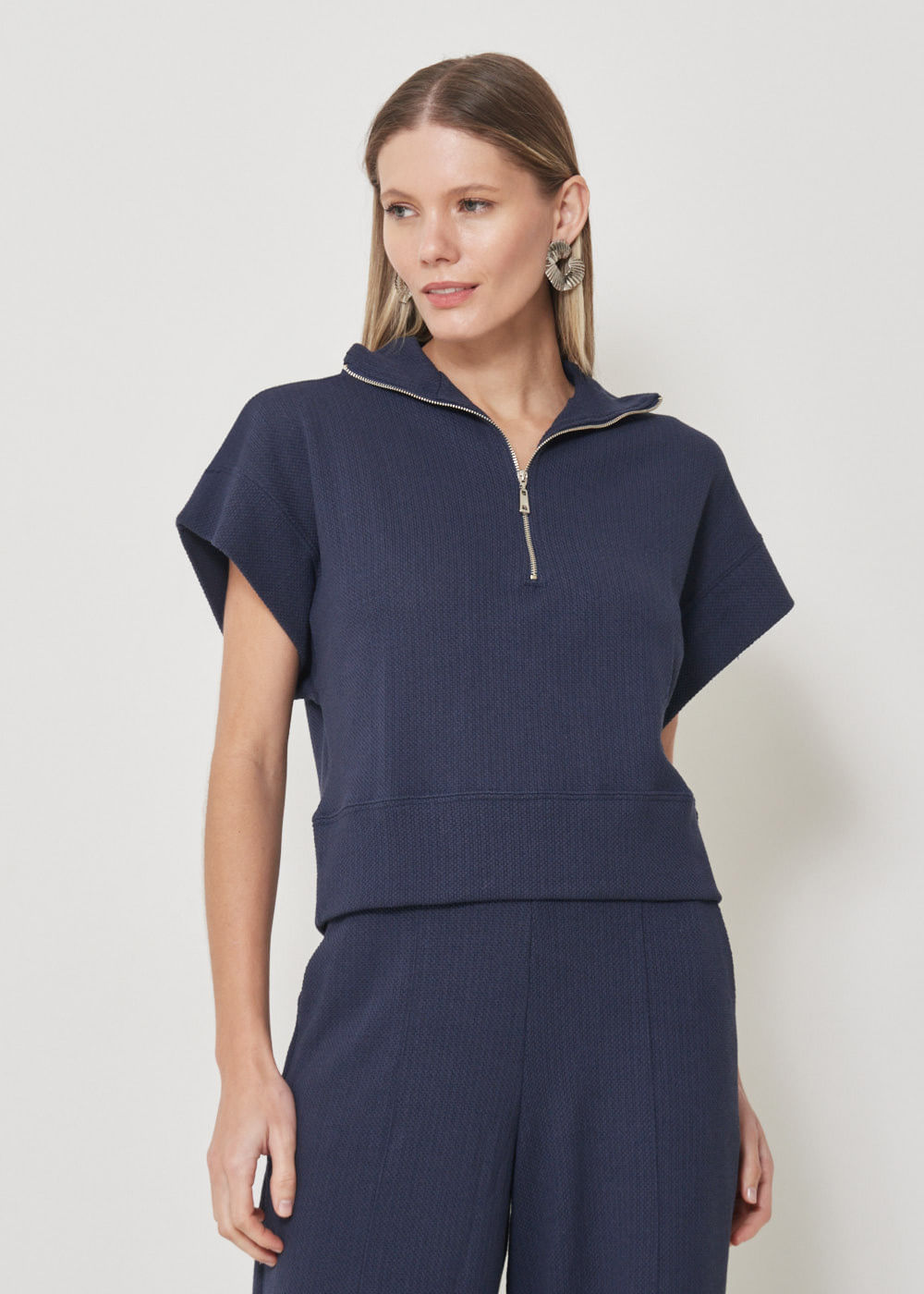 67.40.3503MAR BLUSA MALHA M/C COM ZIPER E GOLA