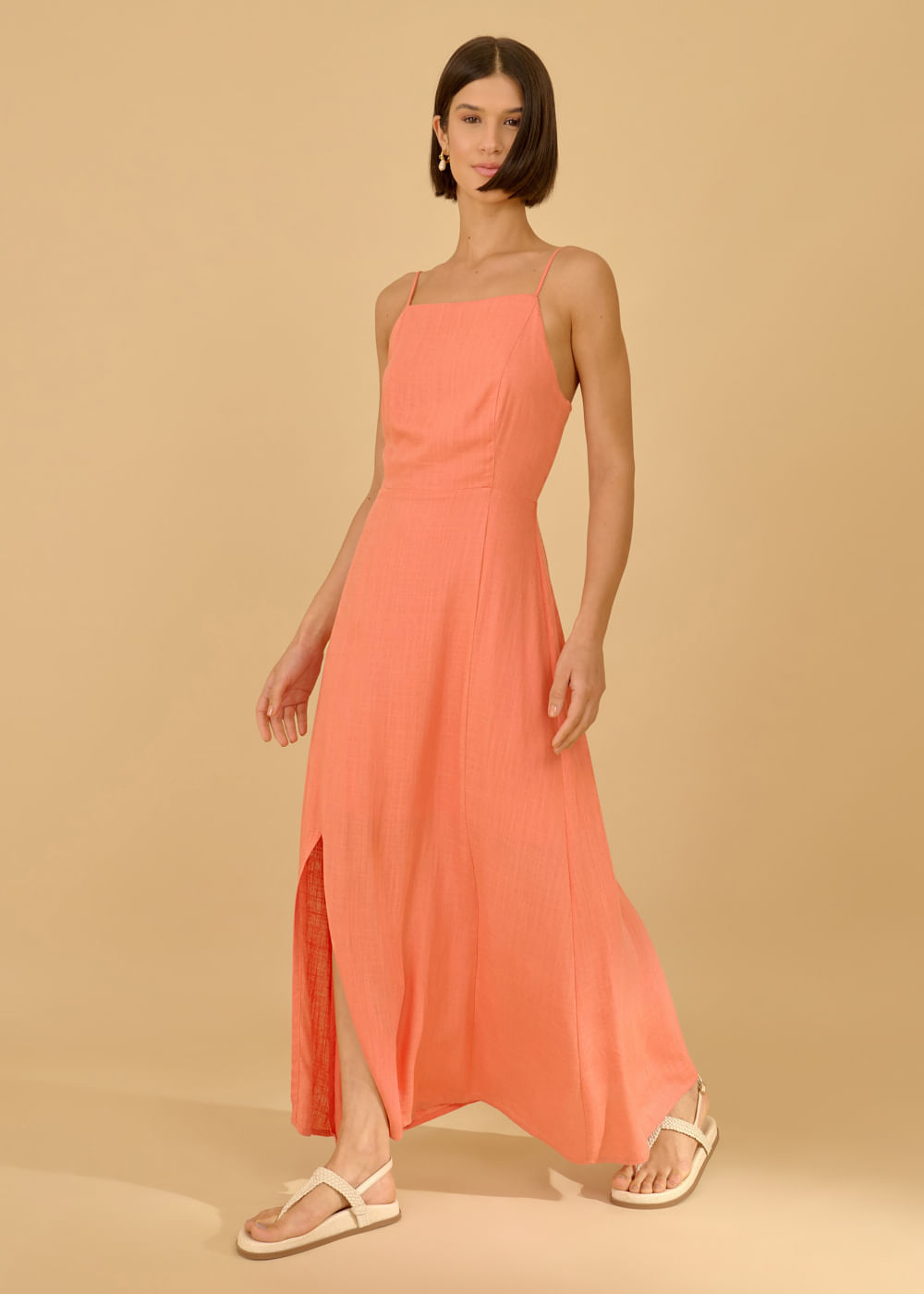 53.40.3610PAP VESTIDO LONGUETE DETALHADO DECOTE RETO