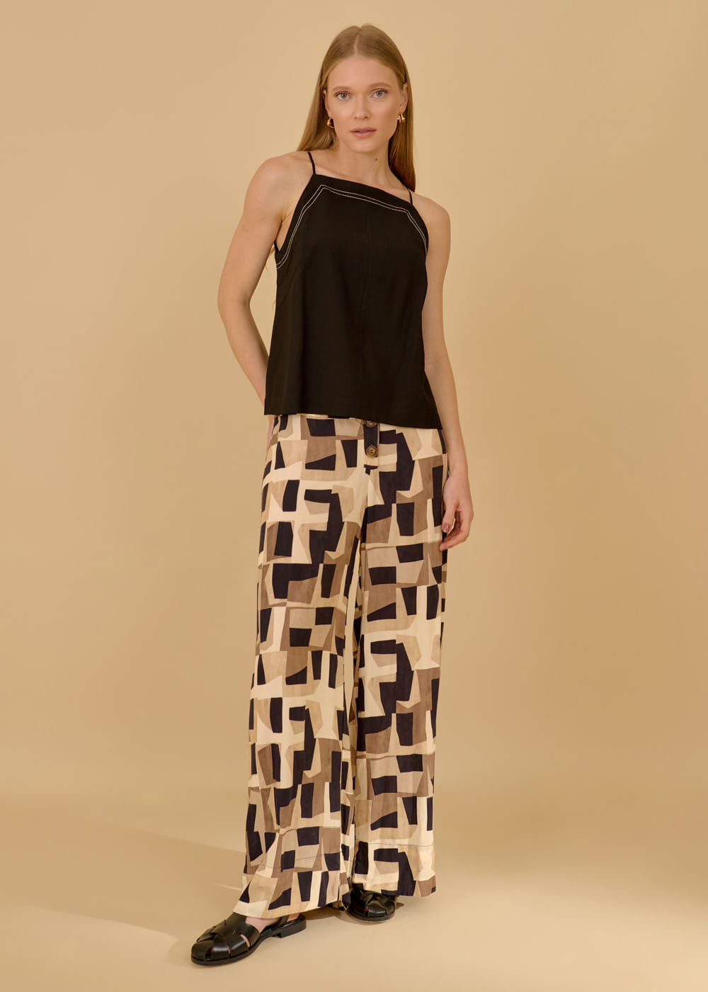 28.40.3615PTO REGATA ALFAIATARIA PESPONTADA DECOTE RETO