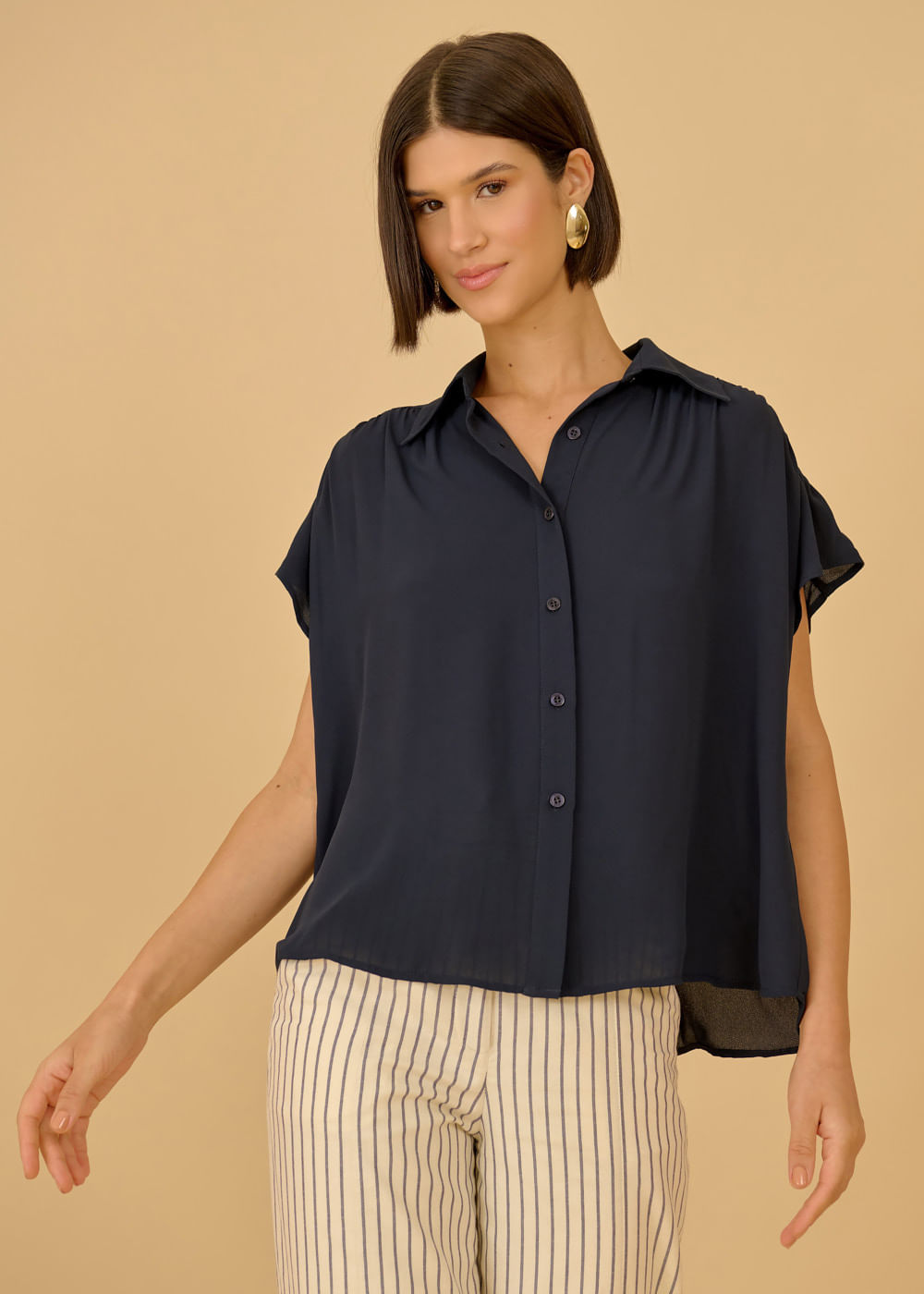 57.40.3604MAR CAMISA CHIFFON M/C C/ FRANZIDO