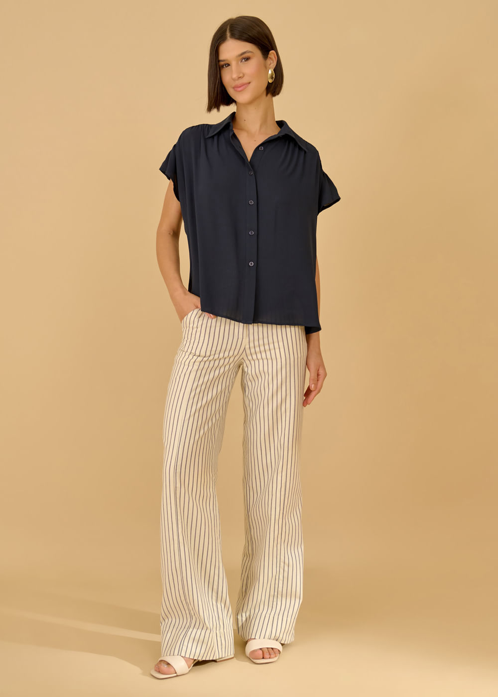 57.40.3604MAR CAMISA CHIFFON M/C C/ FRANZIDO
