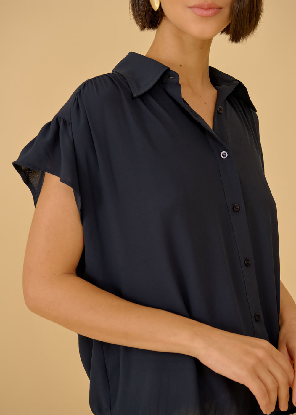 57.40.3604MAR CAMISA CHIFFON M/C C/ FRANZIDO