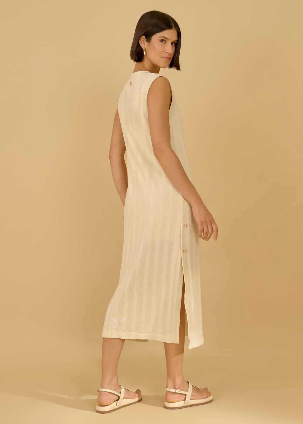 63.11.3601OFW VESTIDO TRICOT BOTÕES LATERAIS