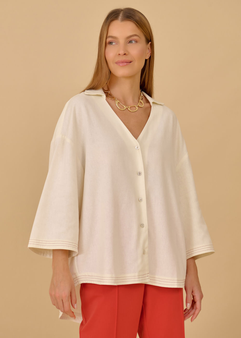 55.40.3604ARE CAMISA LINHO PESPONTADA M/C SINO