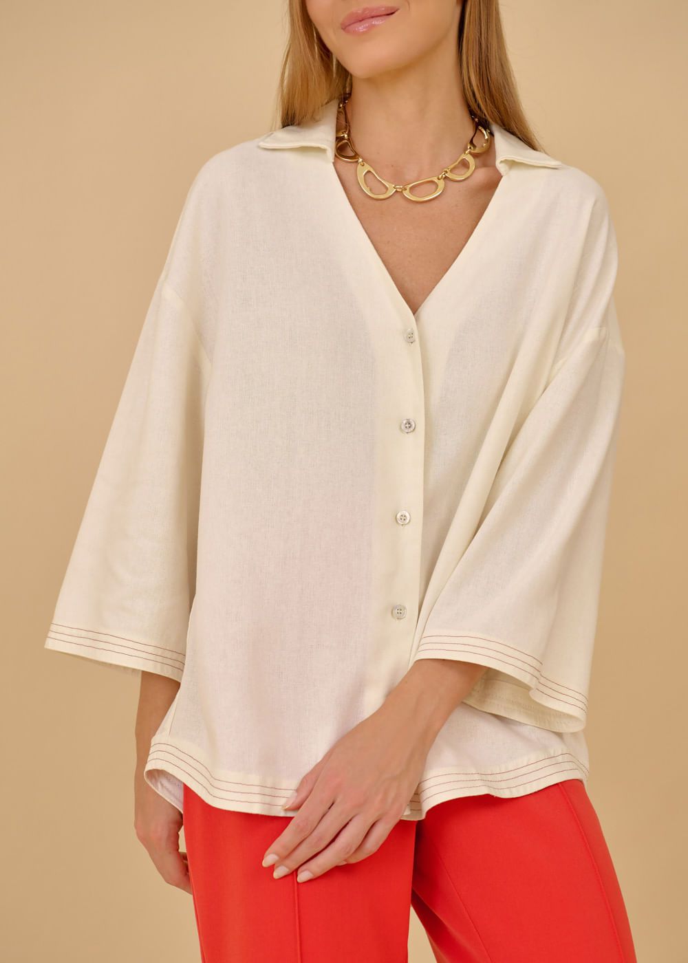 55.40.3604ARE CAMISA LINHO PESPONTADA M/C SINO