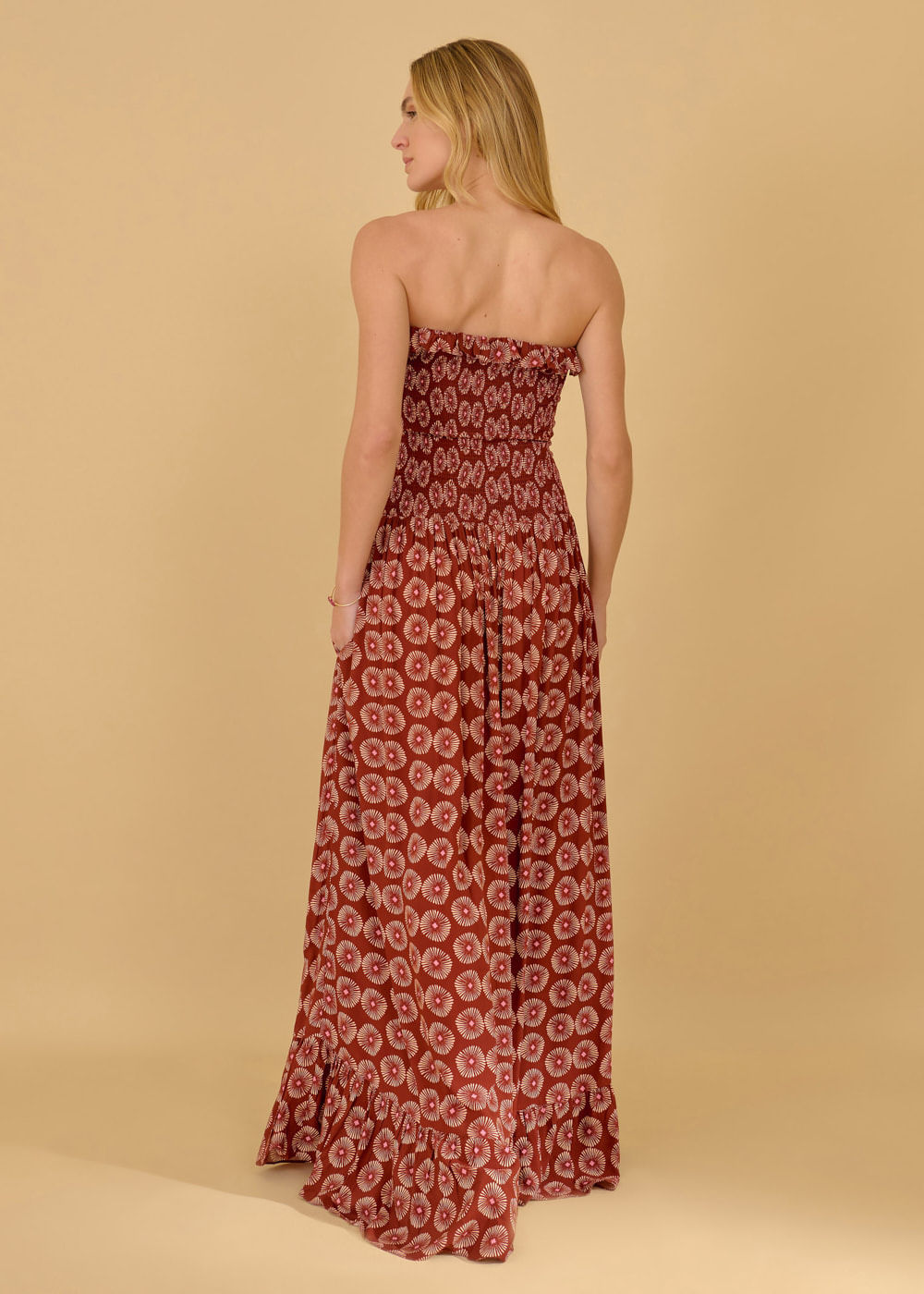 53.50.3603VIN VESTIDO LONGO DETALHADO ESTAMPA MARINE CORALS