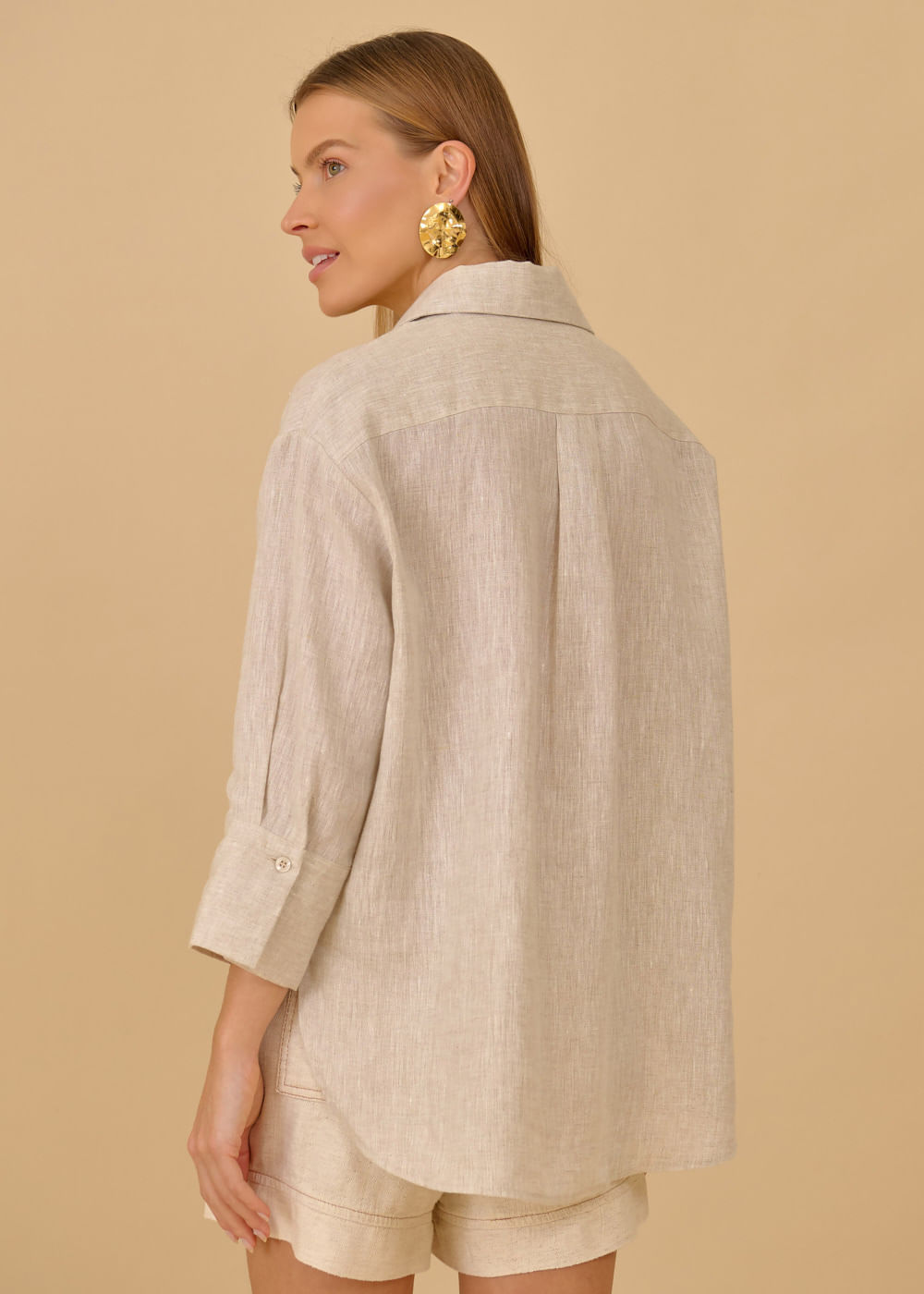 55.40.3607ARE CAMISA OVERSIZED MANGA 7/8 EM LINHO