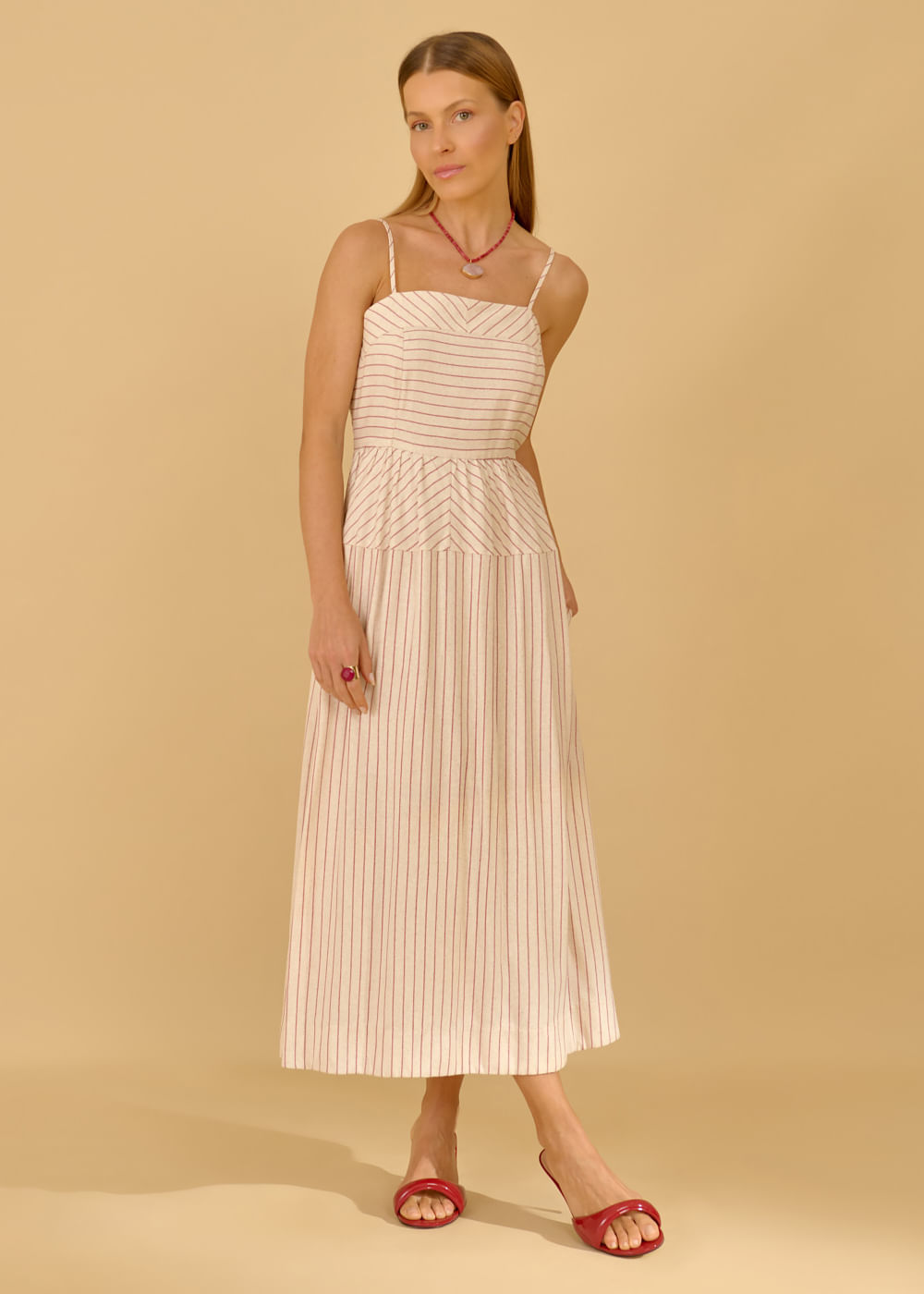 53.40.3612TRC VESTIDO LONGUETE DETALHADO DECOTE RETO