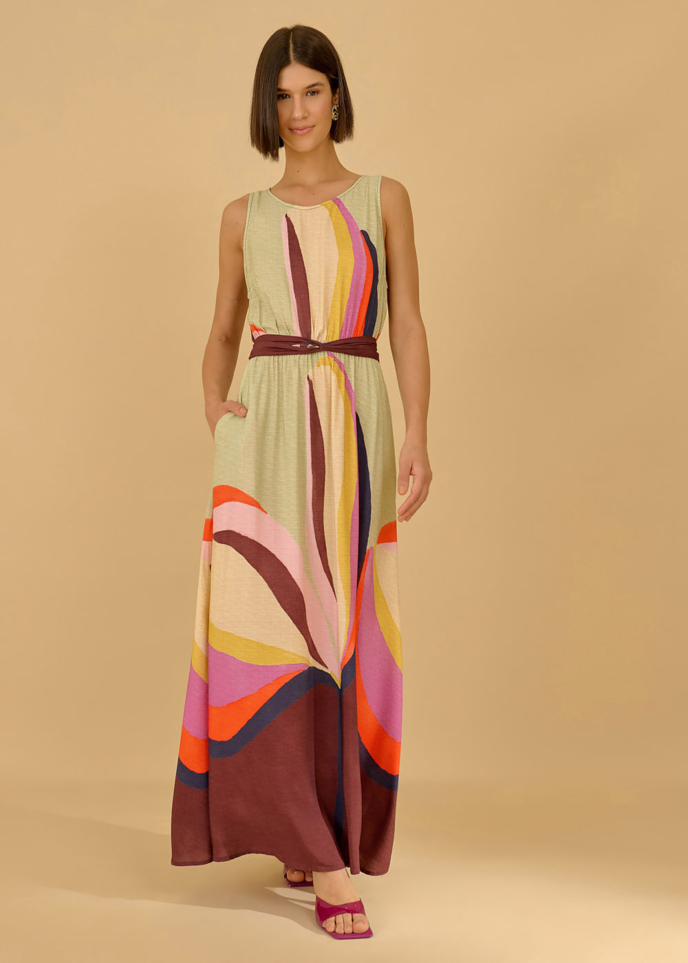 53.50.3635VIN VESTIDO LONGUETE REGATA ESTAMPA COLOR TULIPE