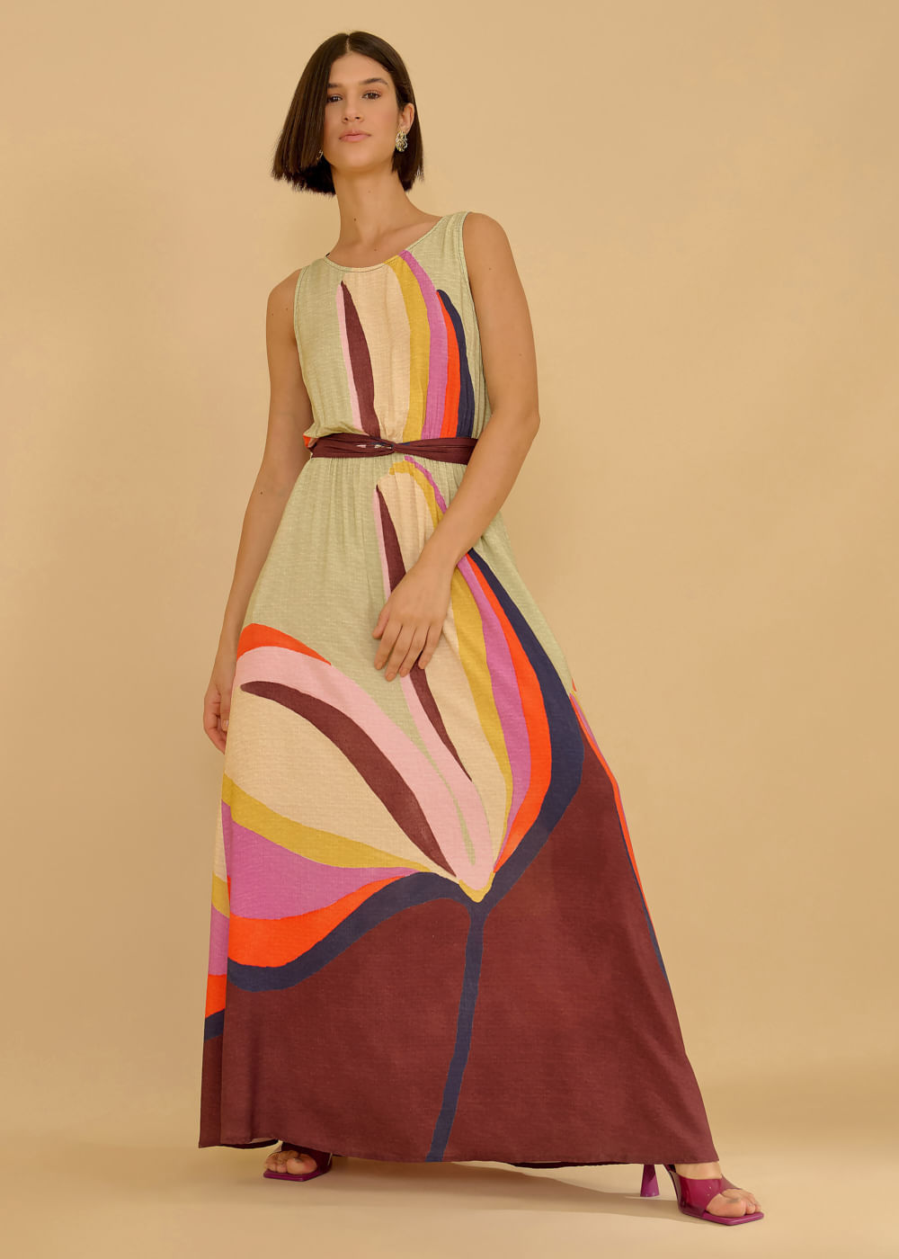 53.50.3635VIN VESTIDO LONGUETE REGATA ESTAMPA COLOR TULIPE