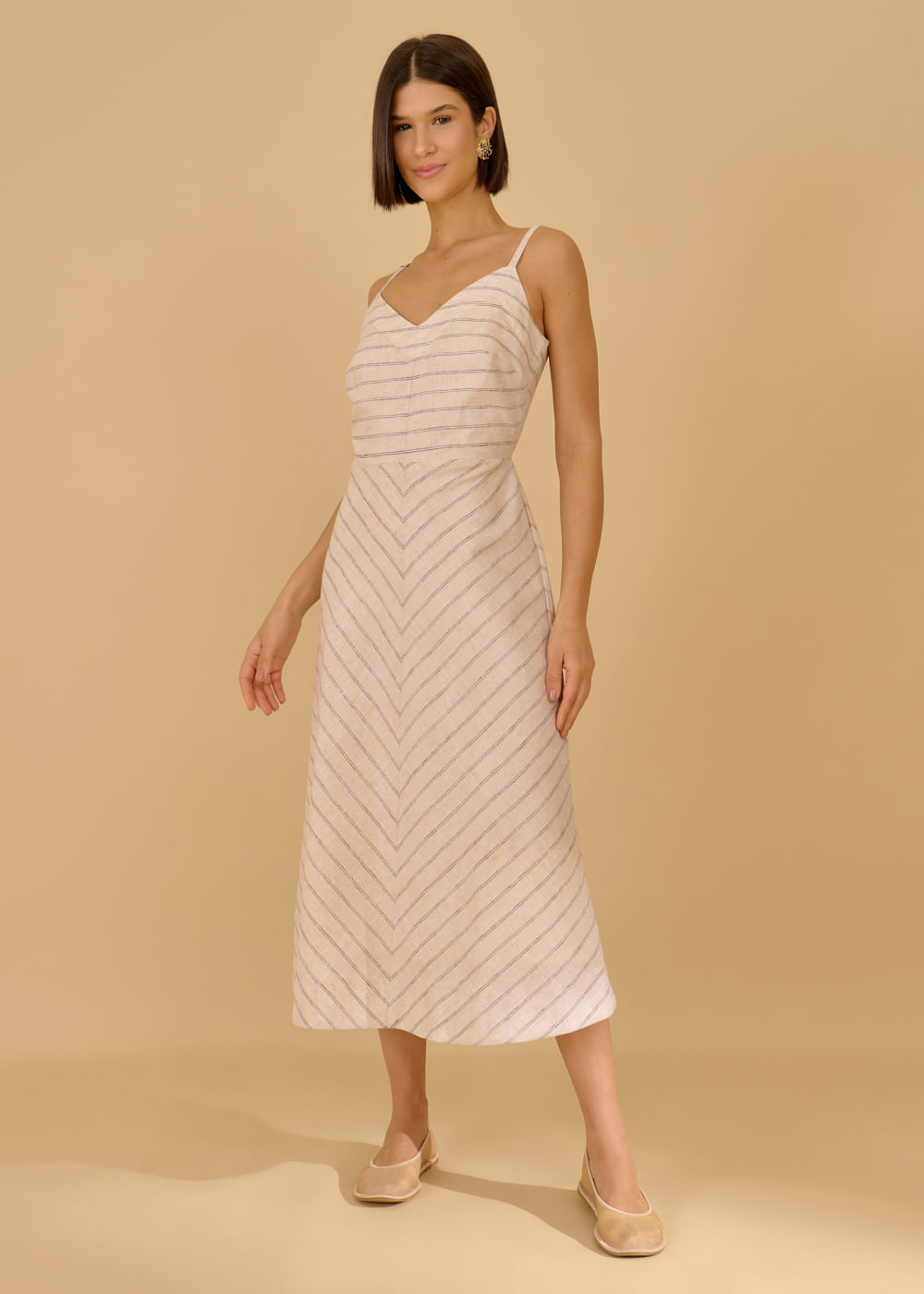 53.11.3604LIS VESTIDO LISTRADO MIDI DE ALÇA