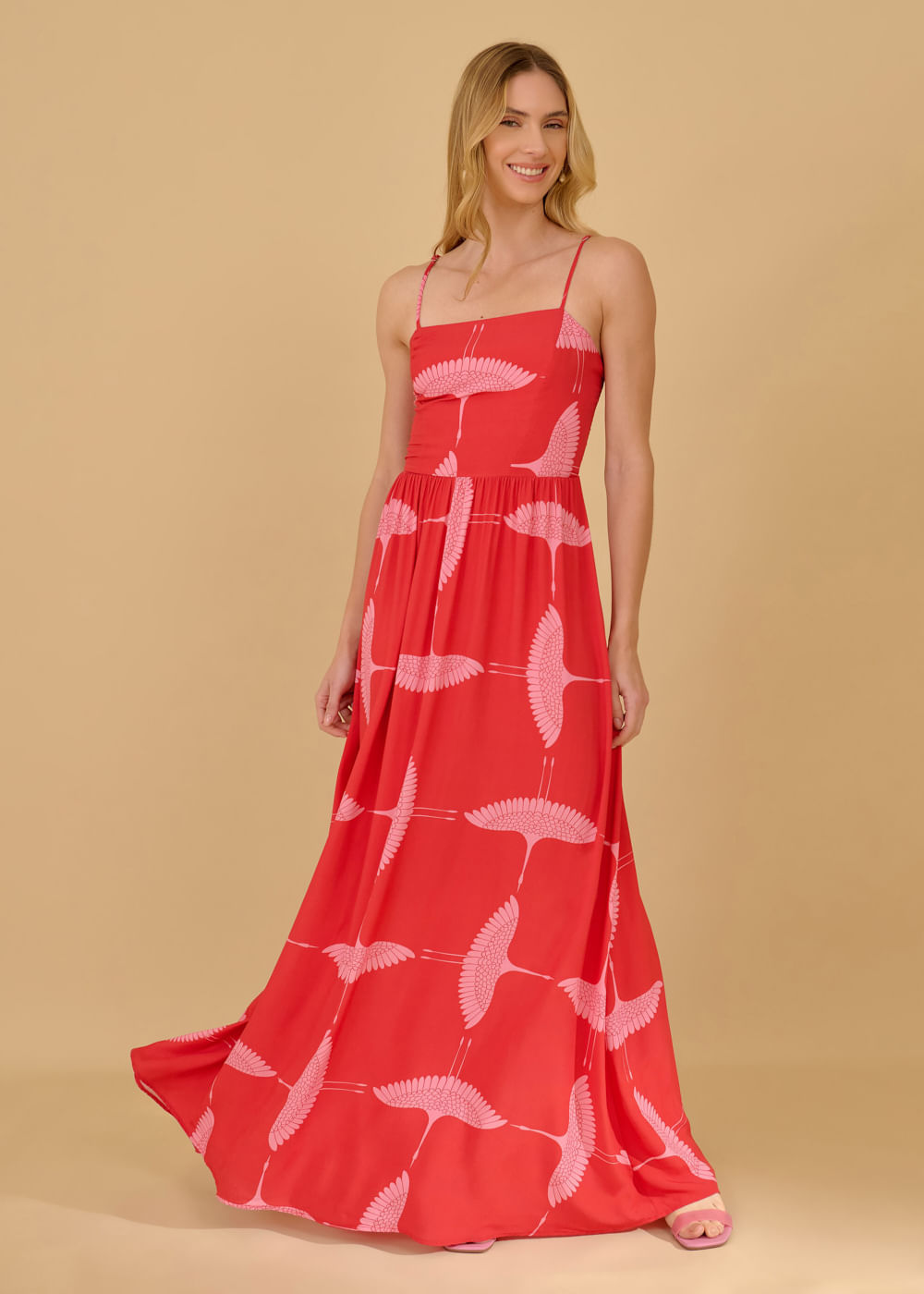 53.50.3606EST VESTIDO LONGO REGATA DETALHADO ESTAMPA MAYA