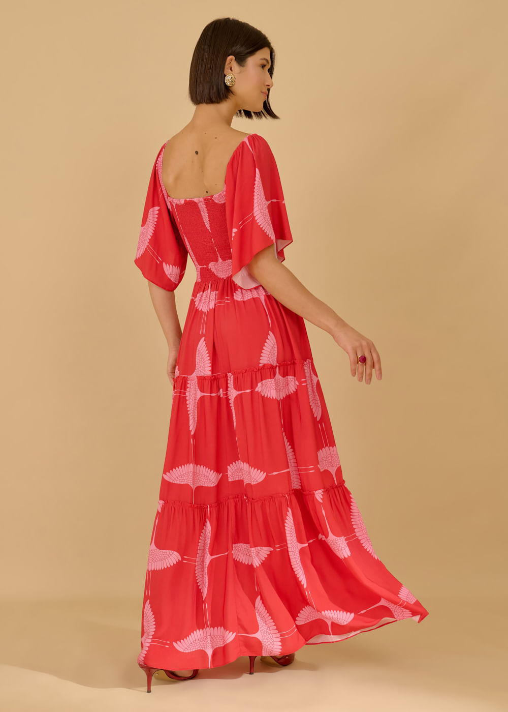 53.50.3607EST VESTIDO LONGO RECORTES ESTAMPA MAYA