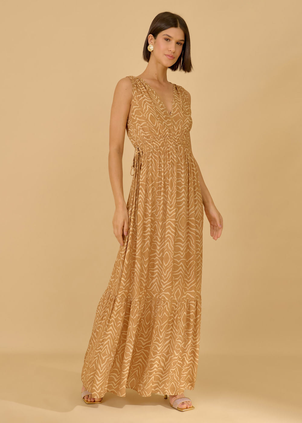 53.50.3621EST VESTIDO LONGO DECOTE V ESTAMPA EL PARAÍSO