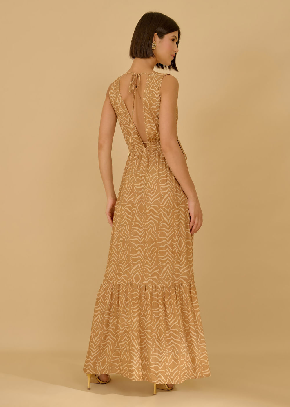 53.50.3621EST VESTIDO LONGO DECOTE V ESTAMPA EL PARAÍSO